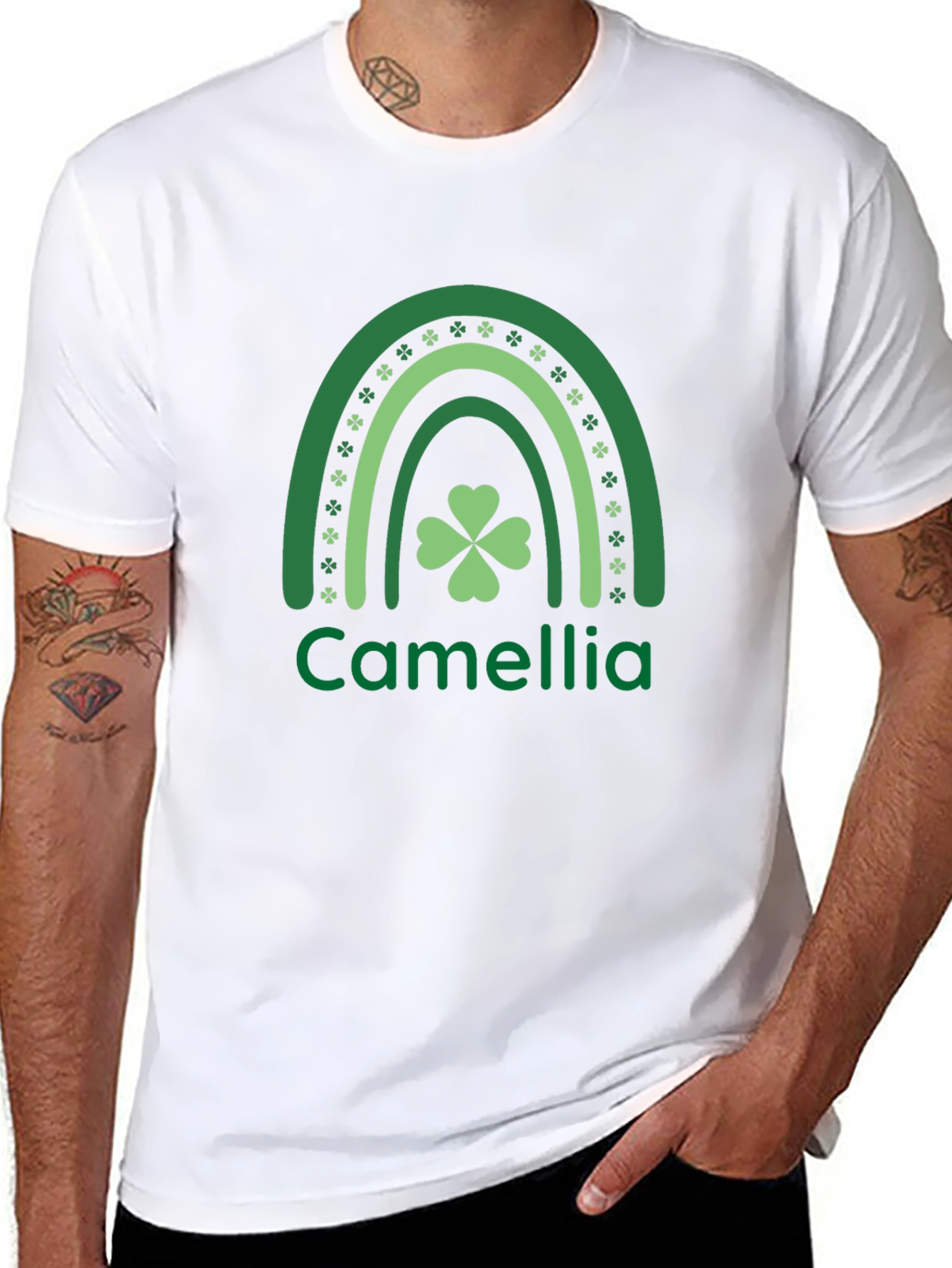 Camellia St. Patricks Day Rainbow Shamrock T-Shirt