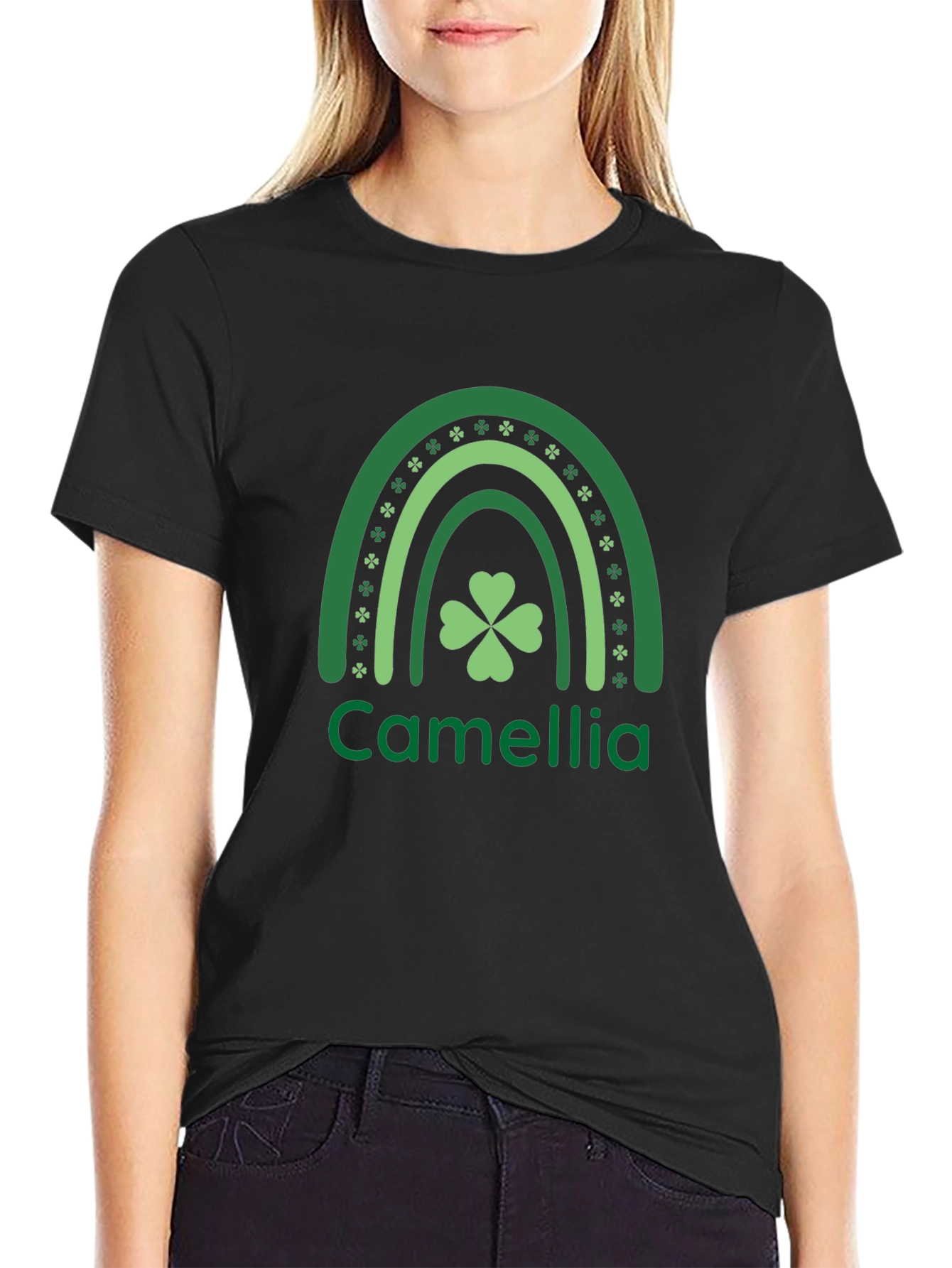 Camellia St. Patricks Day Rainbow Shamrock T-Shirt