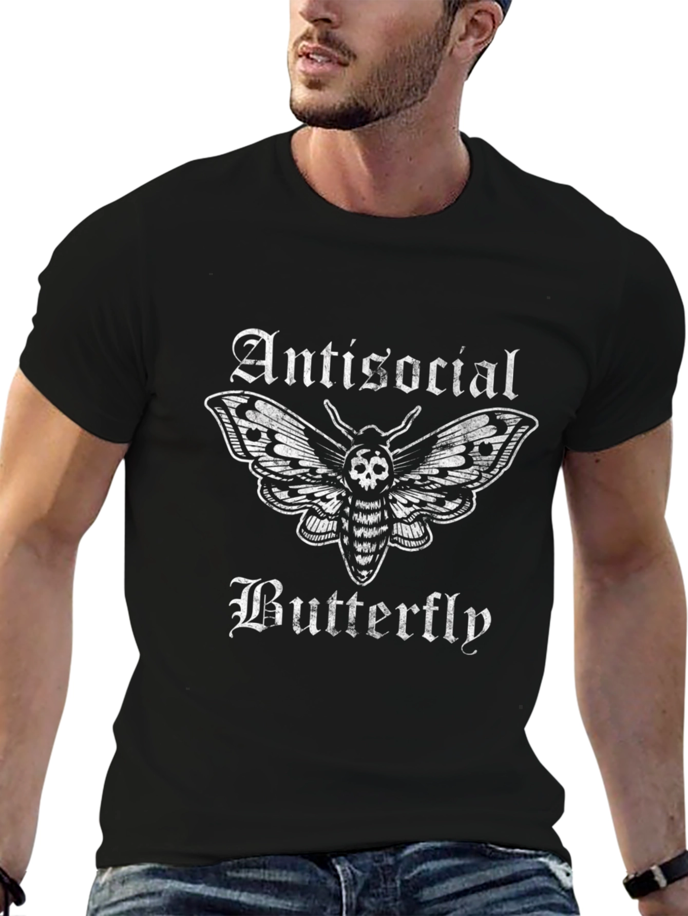 Antisocial Butterfly Graphic T-Shirt - Black