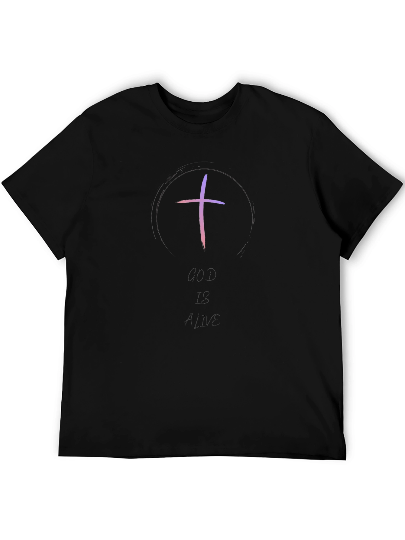 God Is Alive Cross Graphic Tee - Black