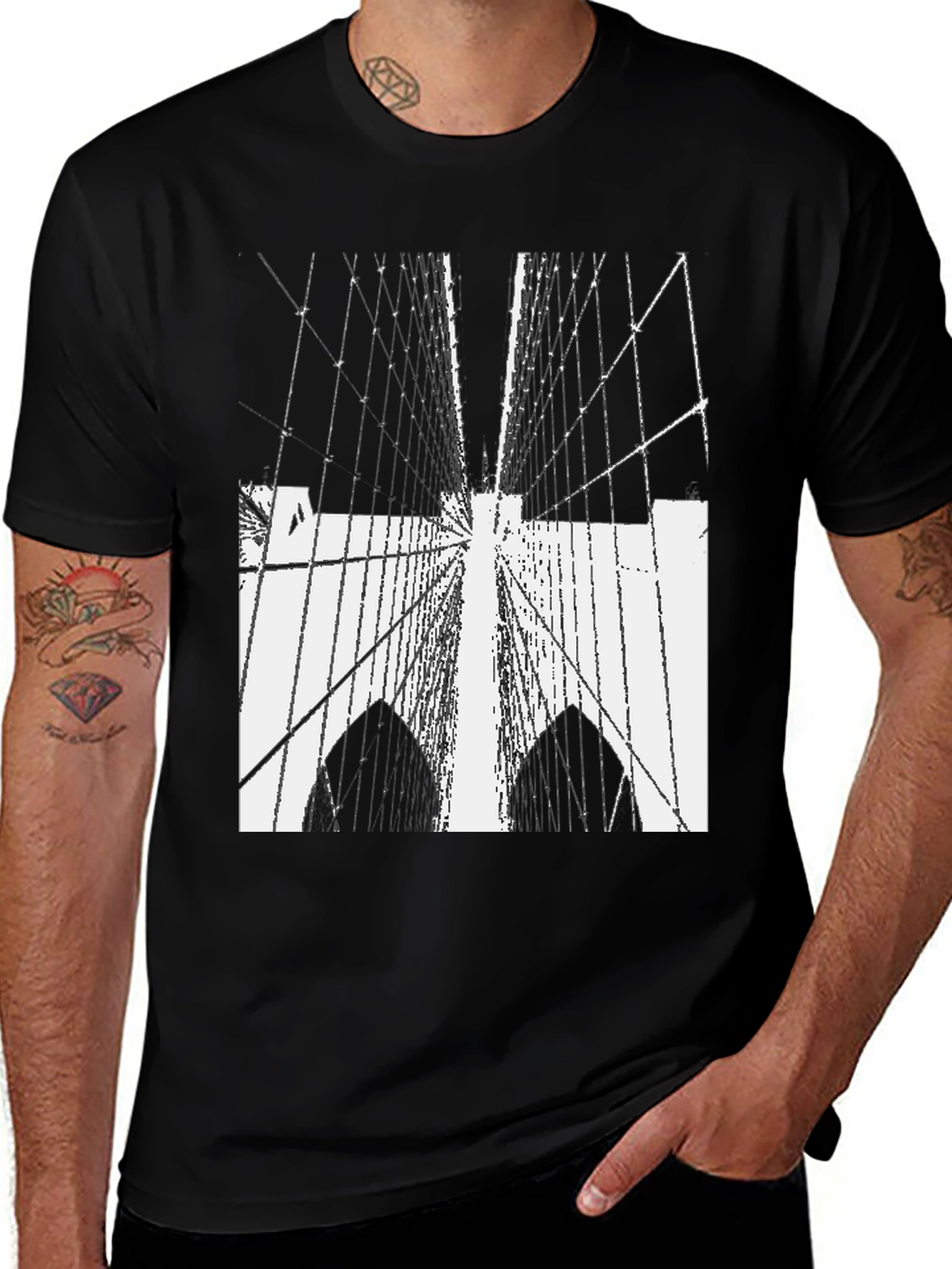 Bridge Graphic Tee - Modern Cityscape Style