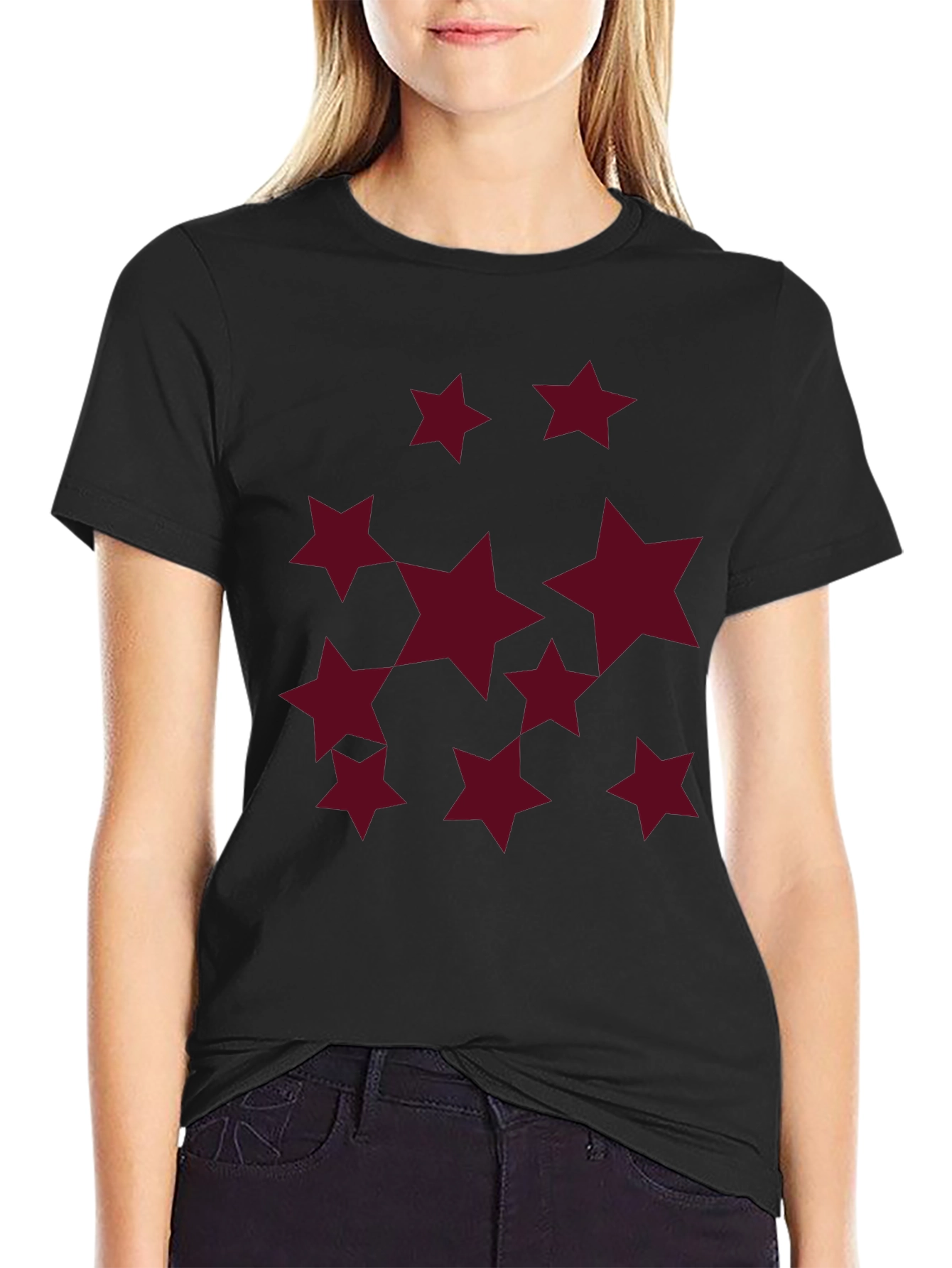 Starry Night Black Crew Neck T-Shirt