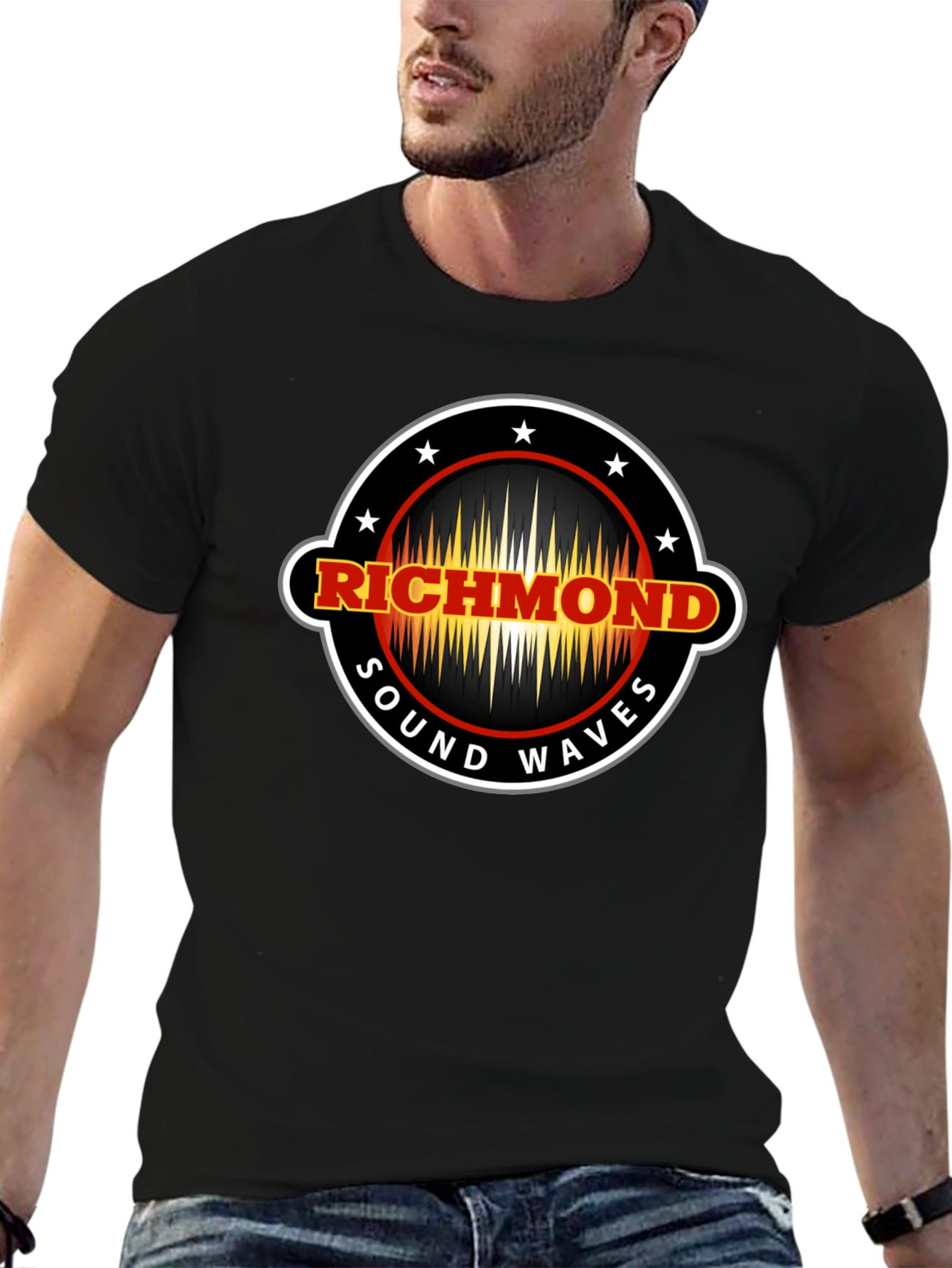 Richmond Sound Waves Black Graphic T-Shirt