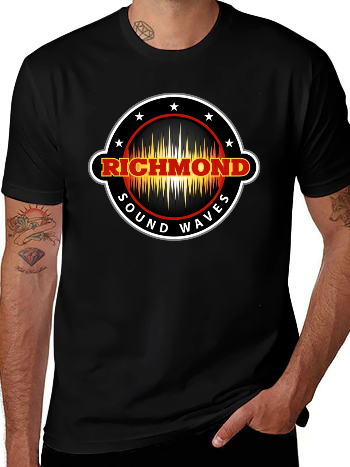 Richmond Sound Waves Black Graphic T-Shirt