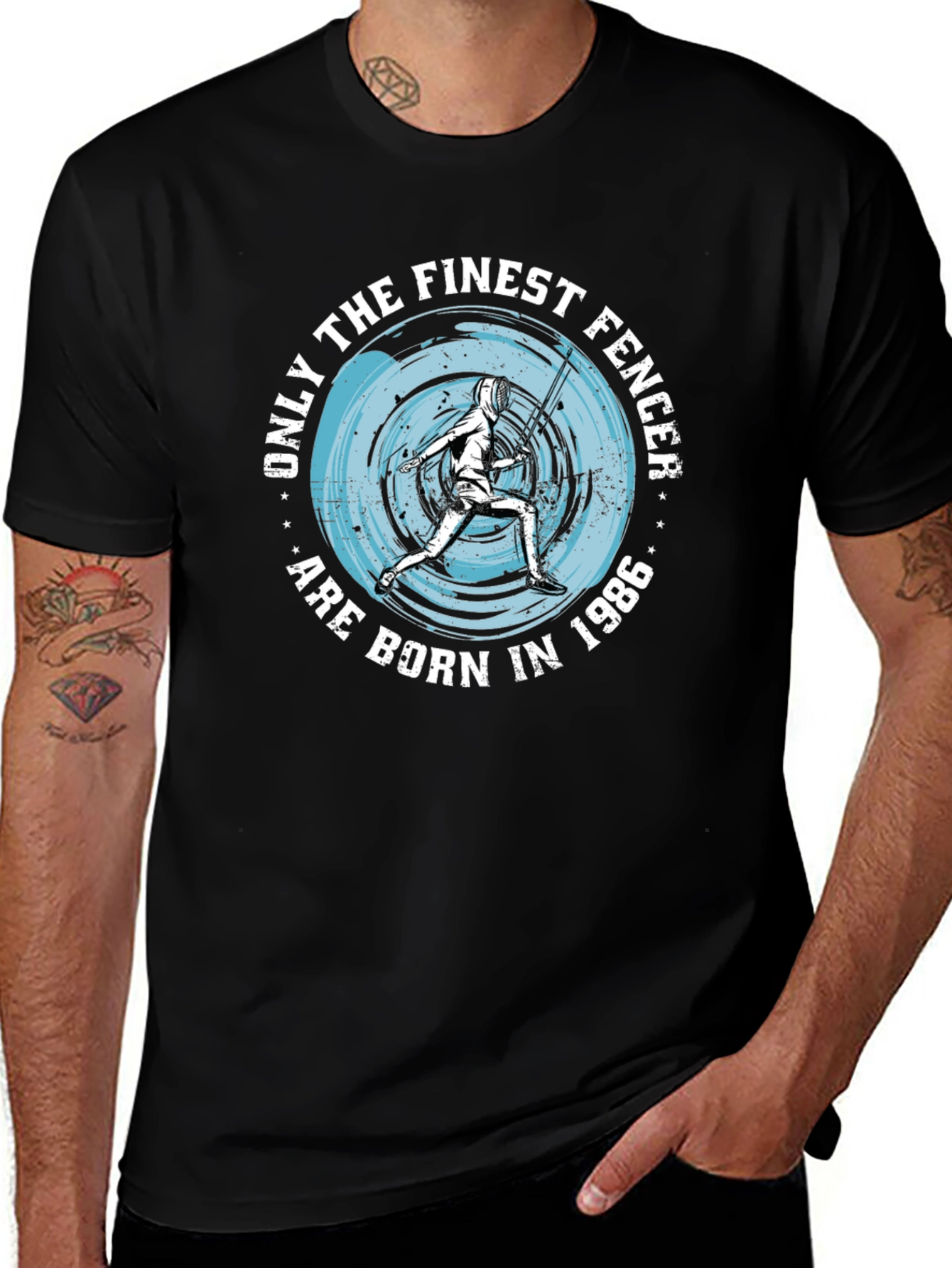 Finest Fencer Born in 1986 Black T-Shirt