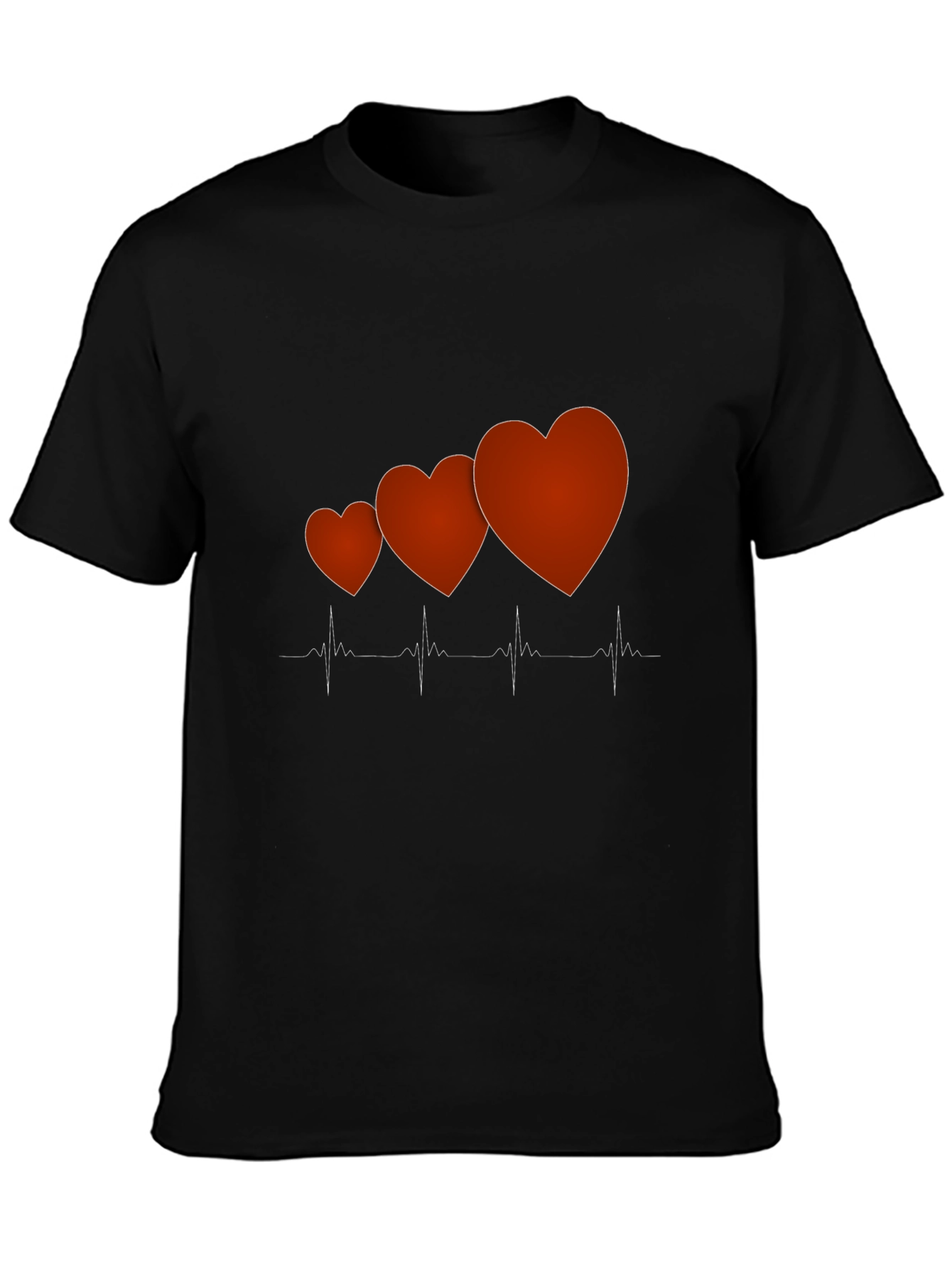 Heartbeat Love Graphic Tee - Trendy Mens Black T-Shirt