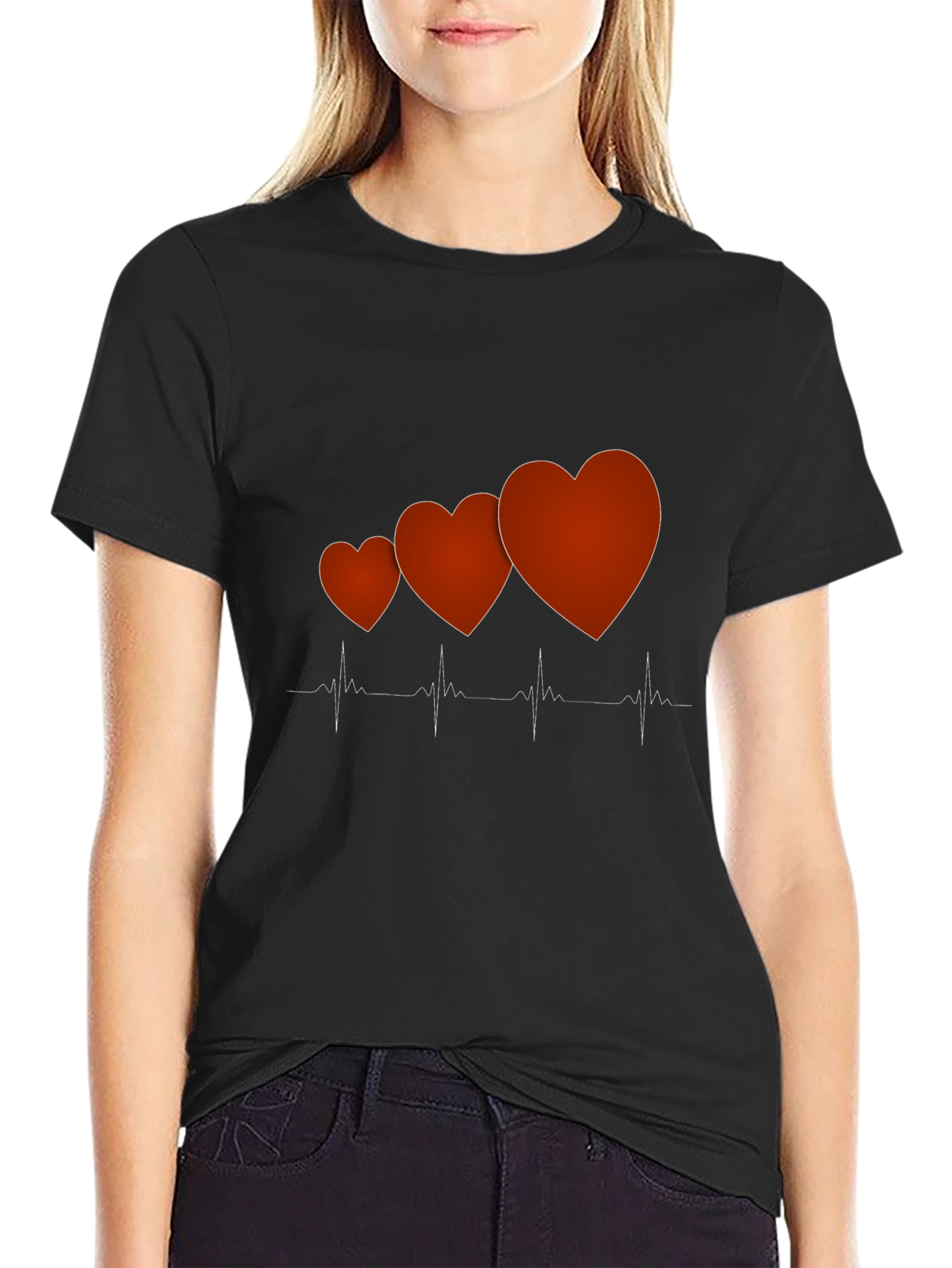 Heartbeat Love Graphic Tee - Trendy Mens Black T-Shirt