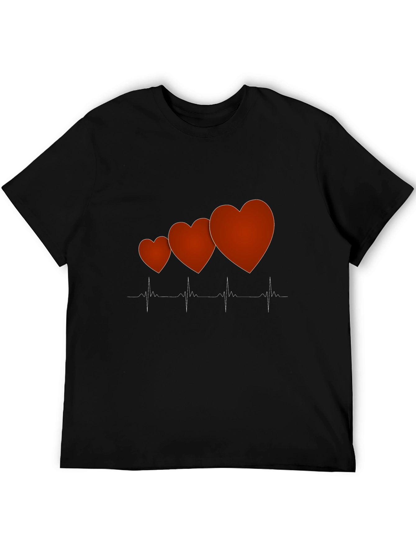 Heartbeat Love Graphic Tee - Trendy Mens Black T-Shirt
