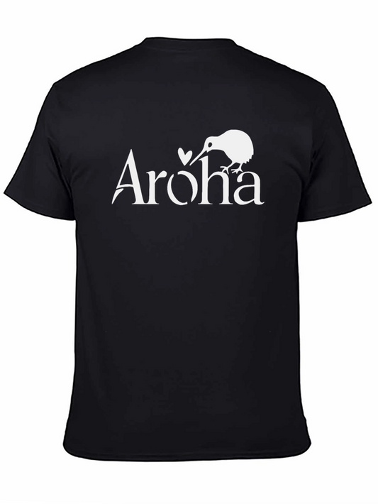 Aroha Kiwi Bird Graphic Tee - Black