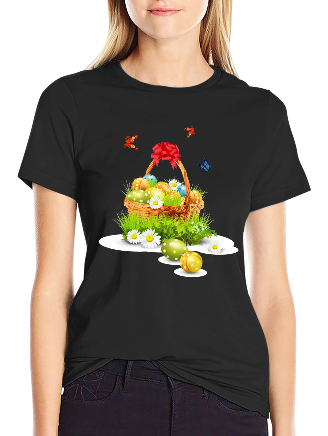 Easter Basket Graphic Tee - Black