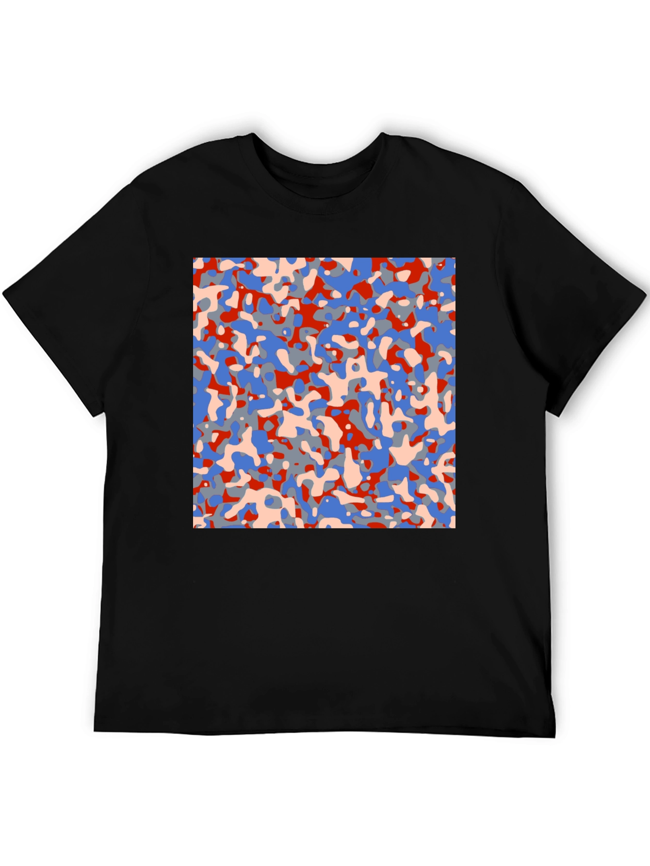 Abstract Camo Print Black T-Shirt