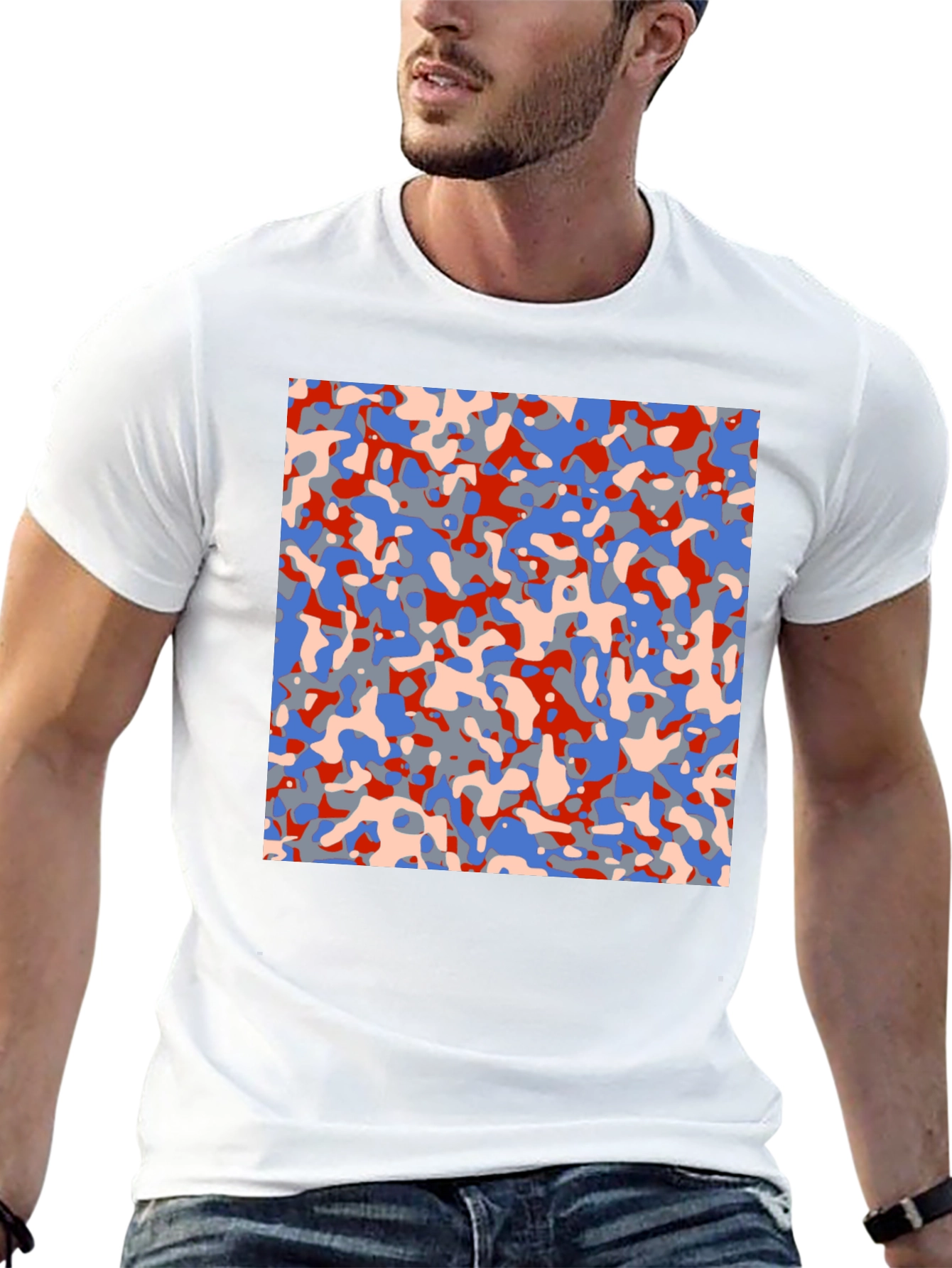 Abstract Camo Print Black T-Shirt