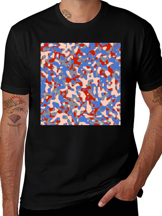 Abstract Camo Print Black T-Shirt