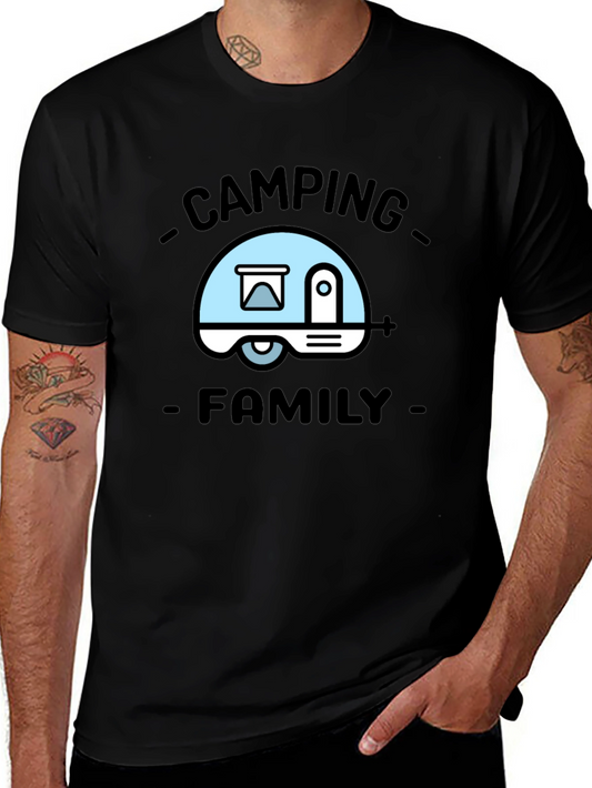Camping Family Graphic Tee - Black