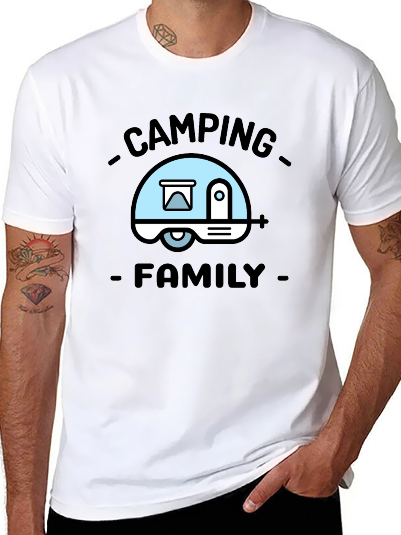 Camping Family Graphic Tee - Black