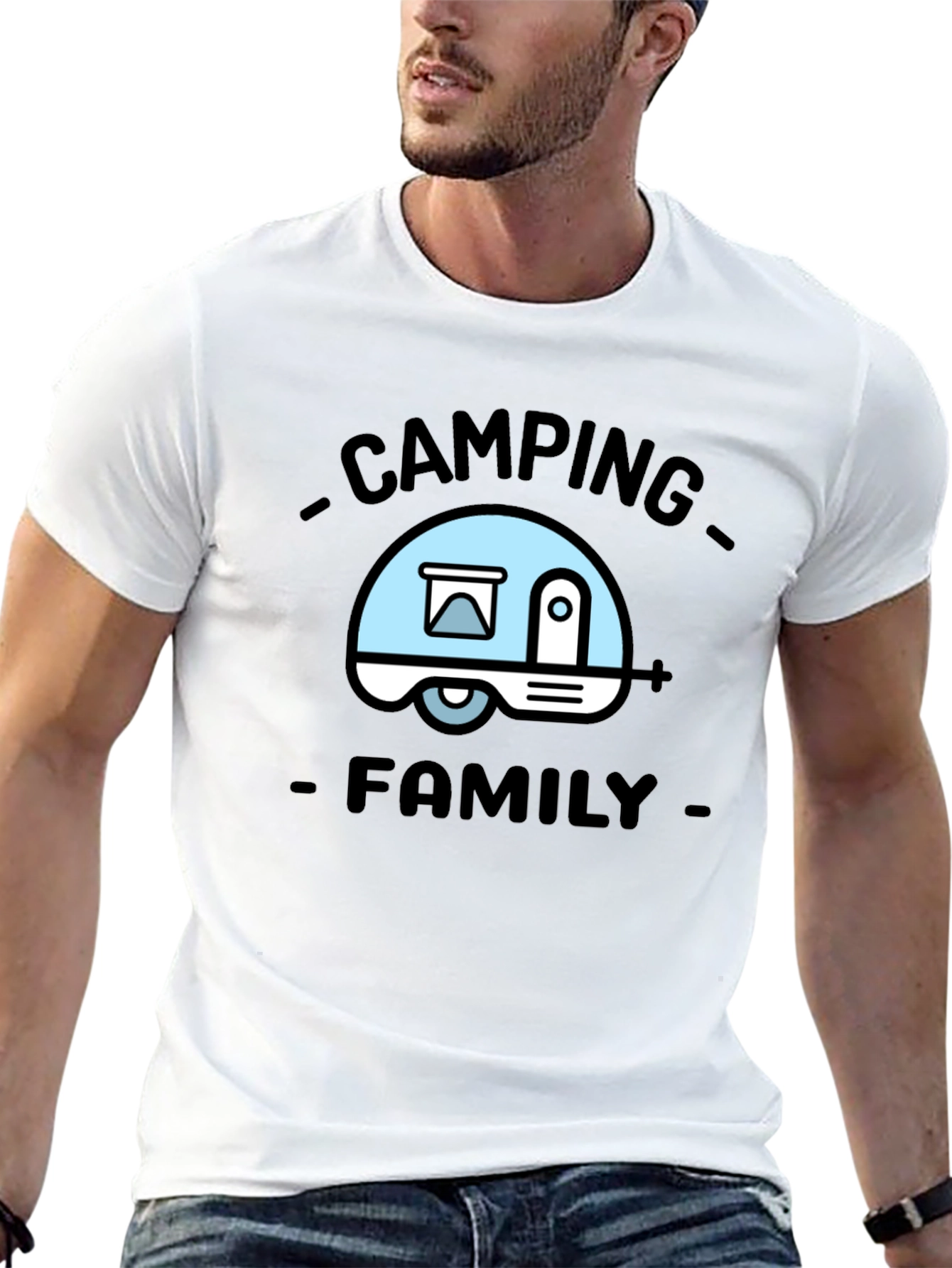Camping Family Graphic Tee - Black