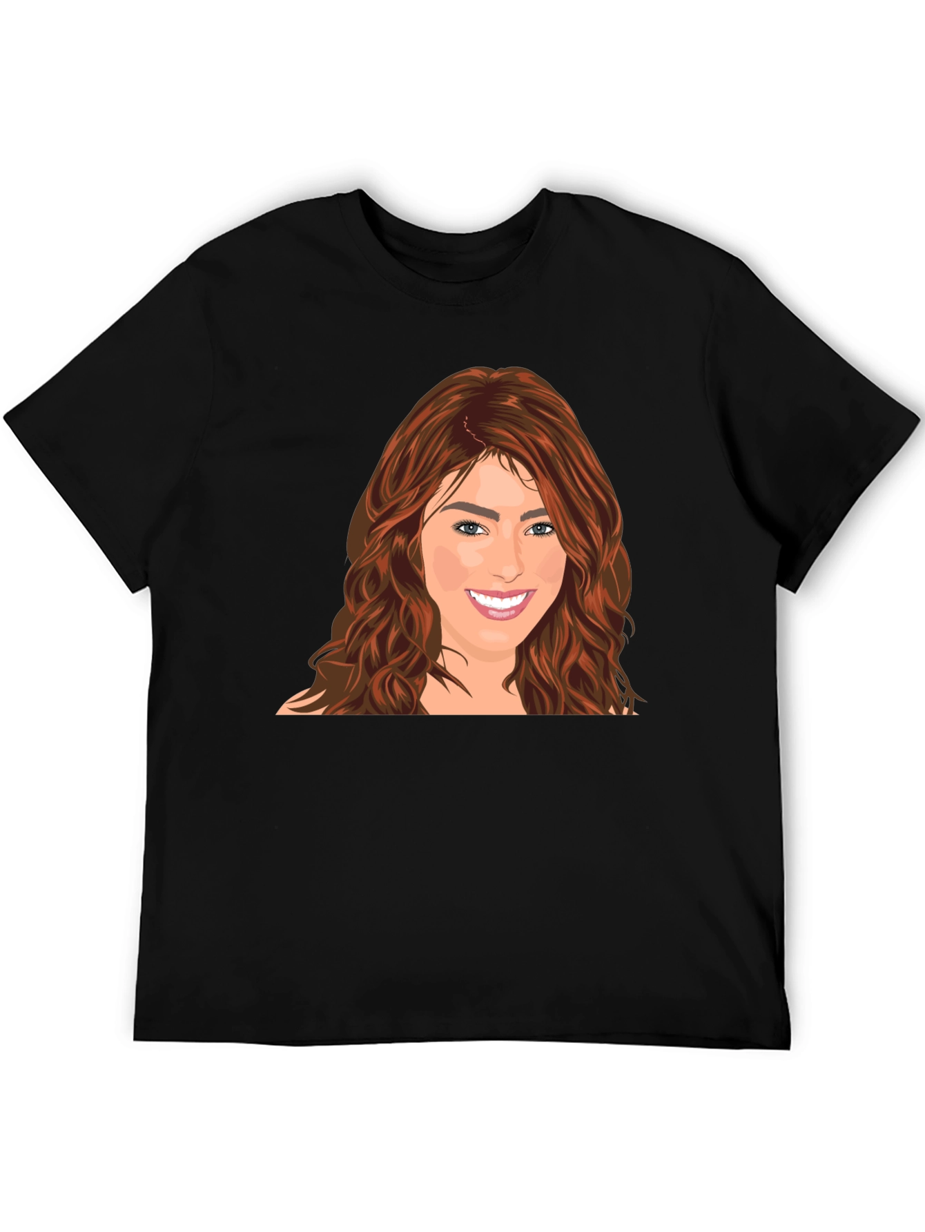 Woman Portrait Black T-Shirt