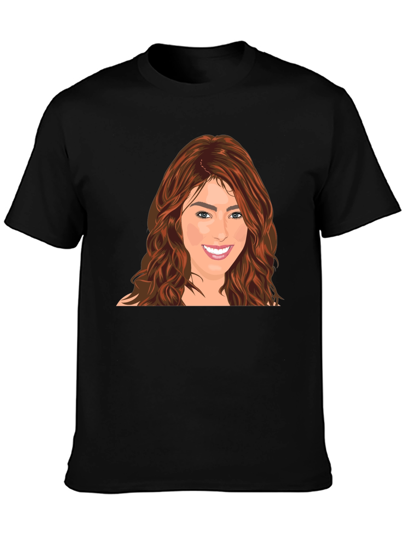 Woman Portrait Black T-Shirt