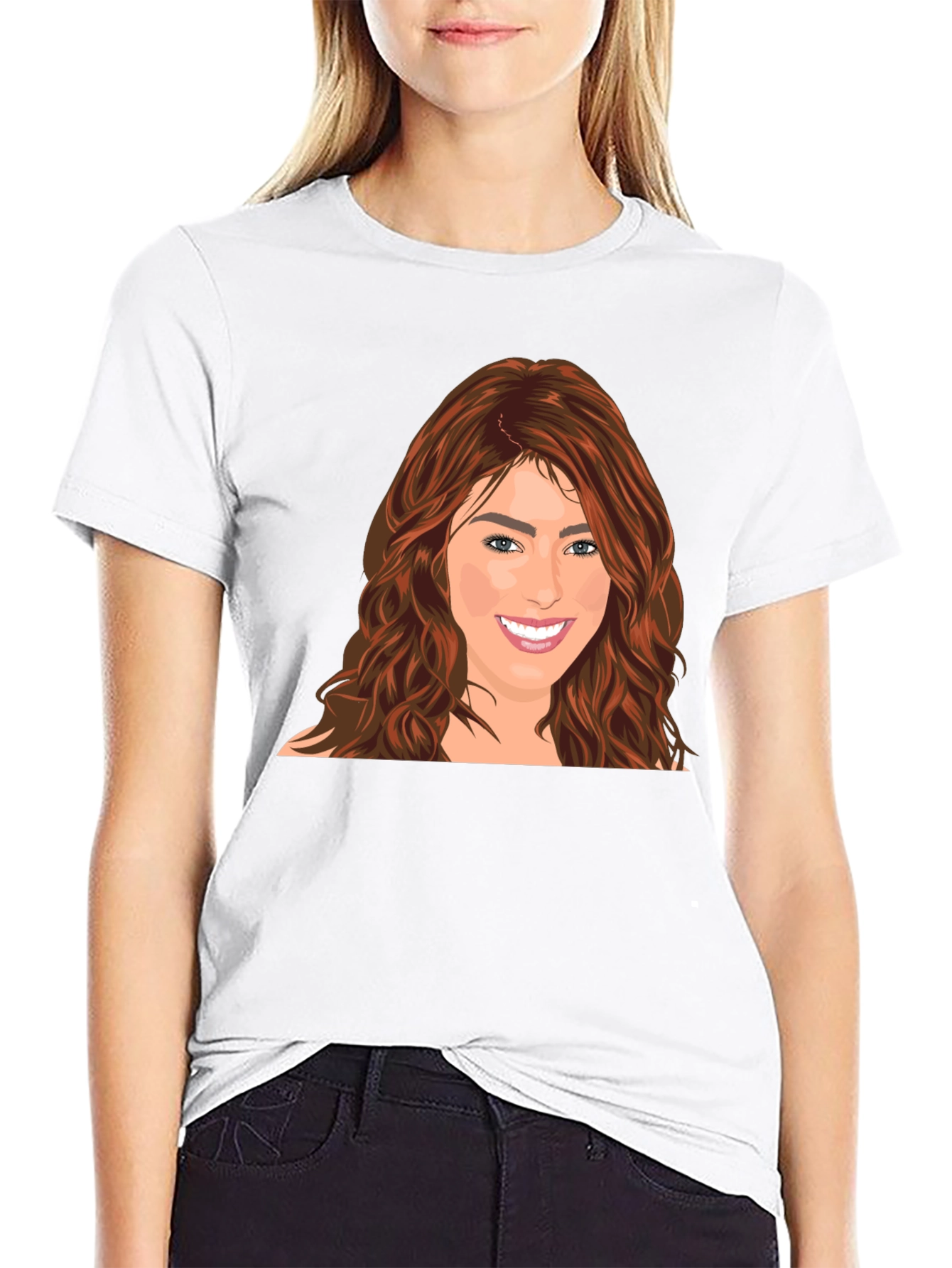 Woman Portrait Black T-Shirt