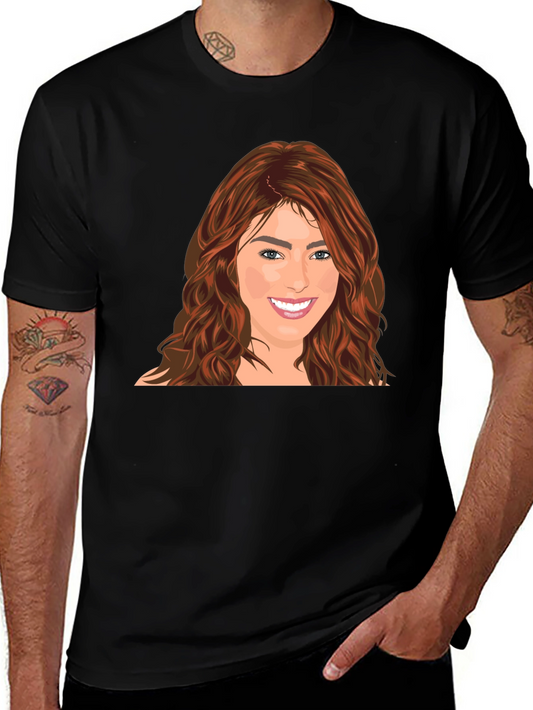 Woman Portrait Black T-Shirt