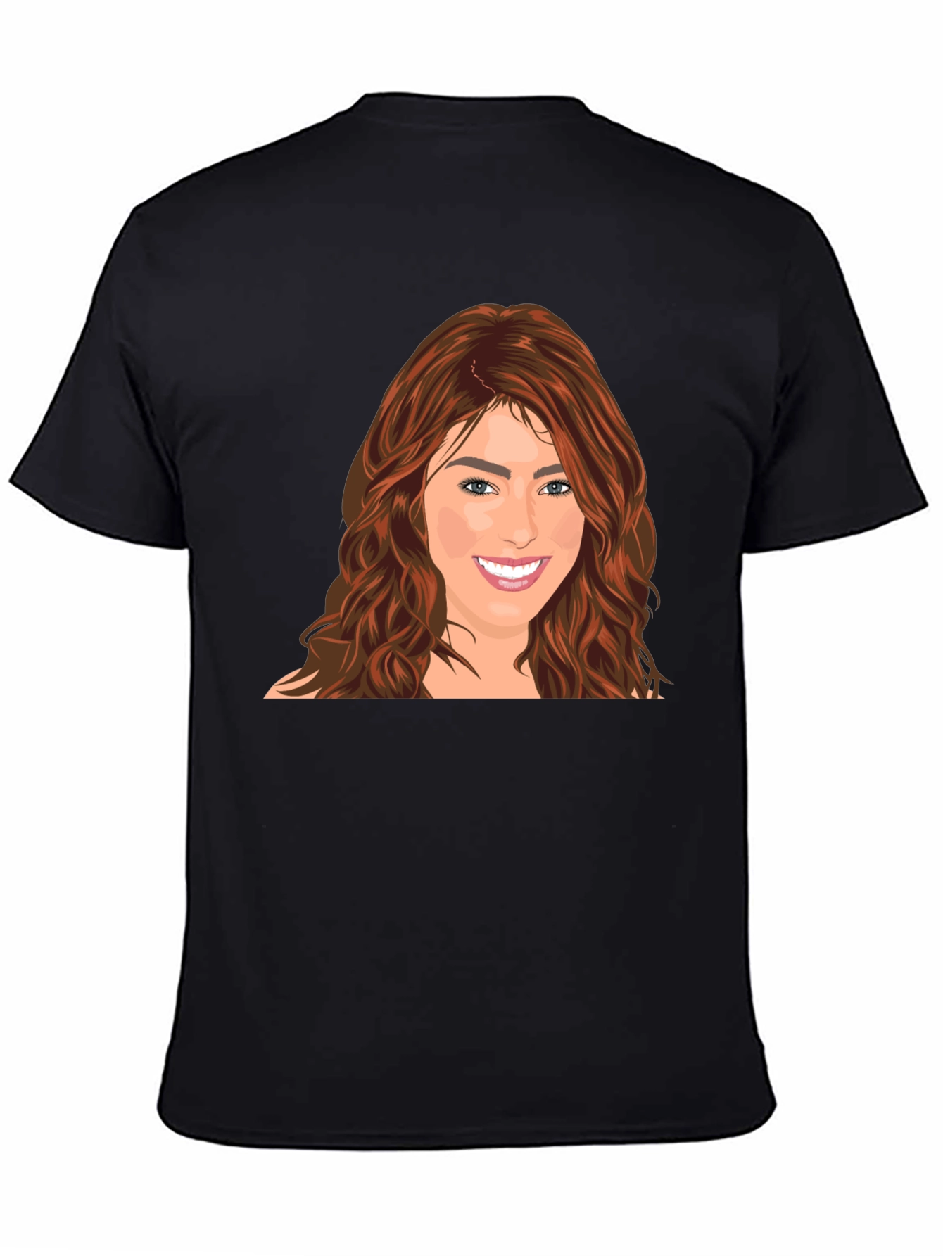 Woman Portrait Black T-Shirt