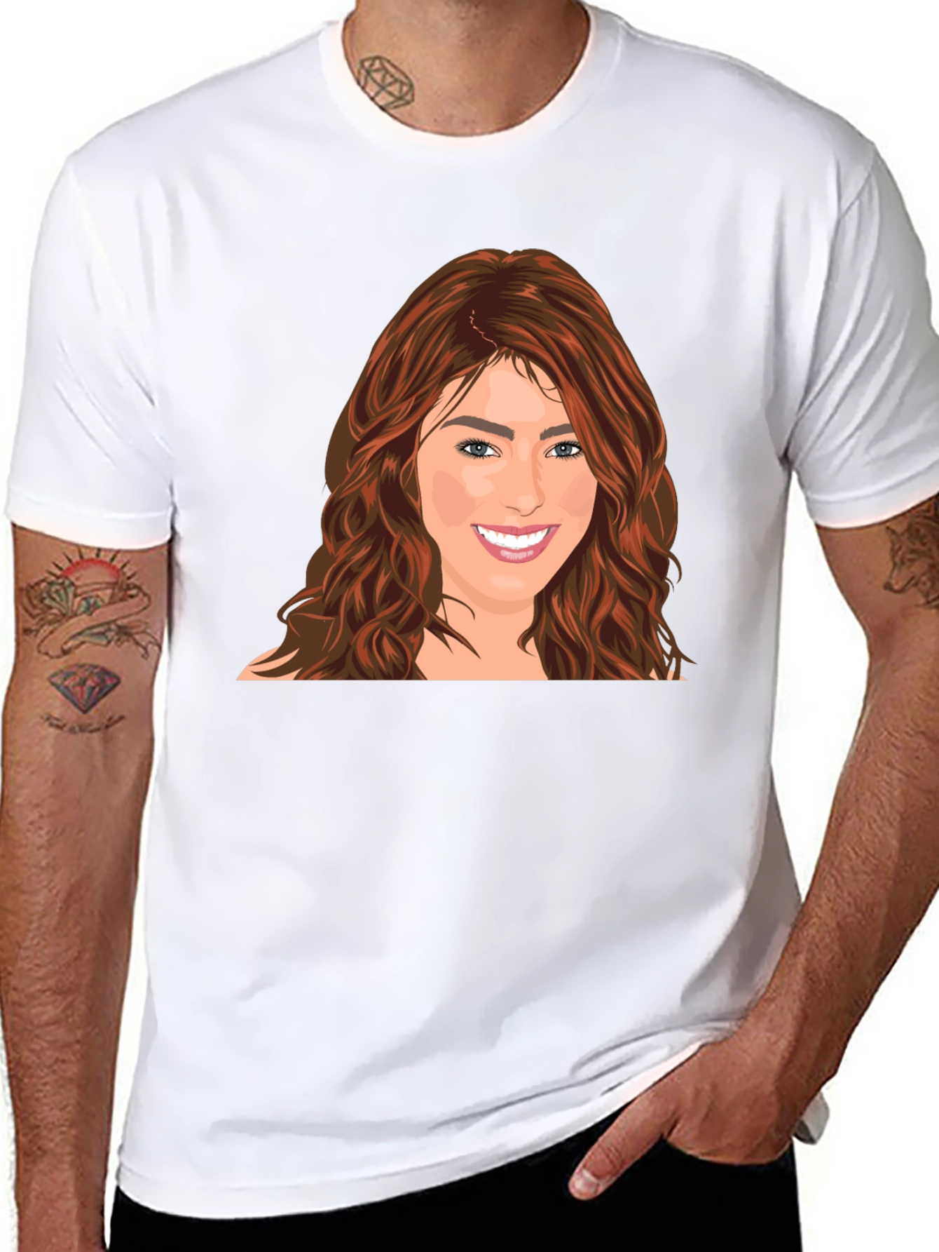 Woman Portrait Black T-Shirt