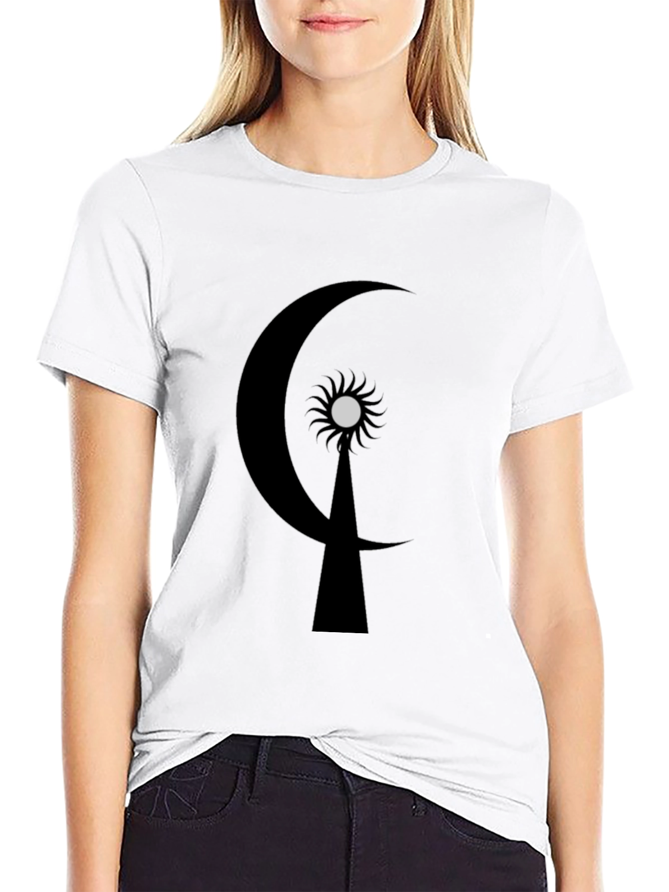 Crescent Moon & Sun Graphic T-Shirt - Black