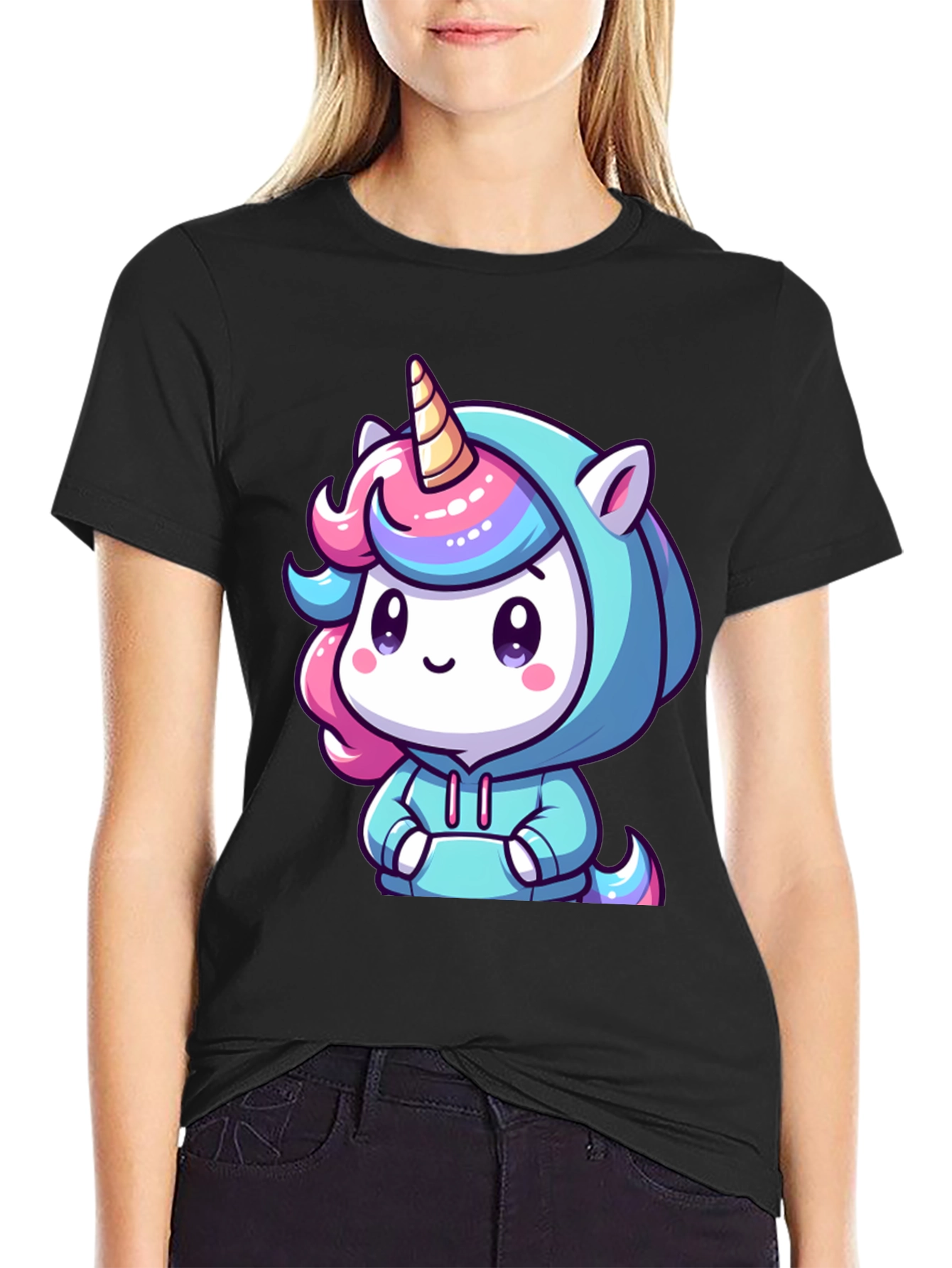 Cute Cartoon Unicorn Hoodie T-Shirt