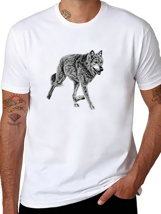 Black Wolf Graphic Tee - Stylish Crew Neck Cotton T-Shirt