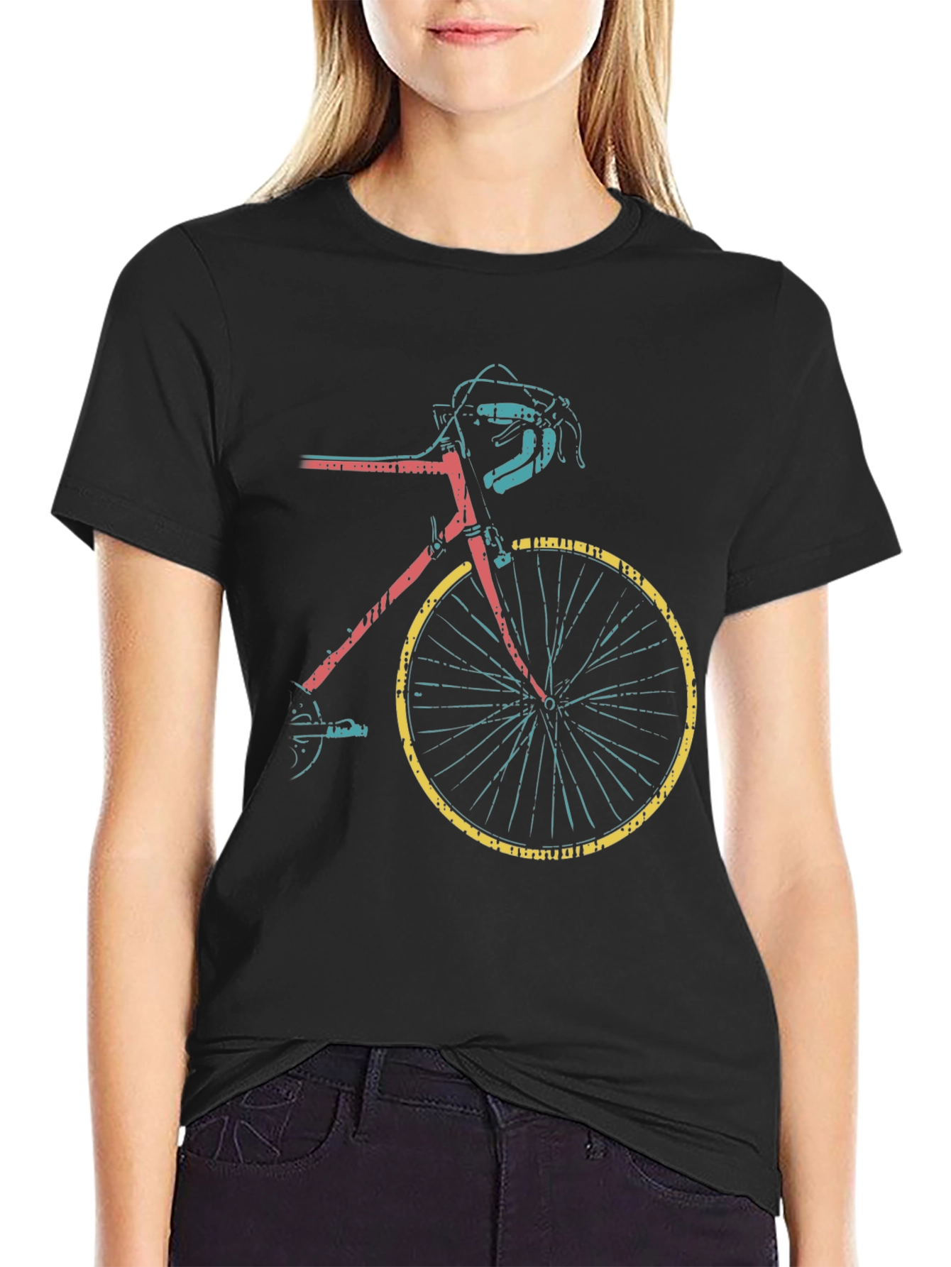 Retro Bike Graphic Tee - Black Casual T-Shirt