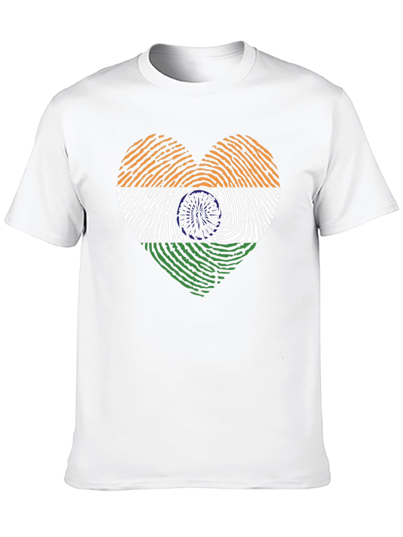 India Flag Heart Fingerprint Graphic T-Shirt
