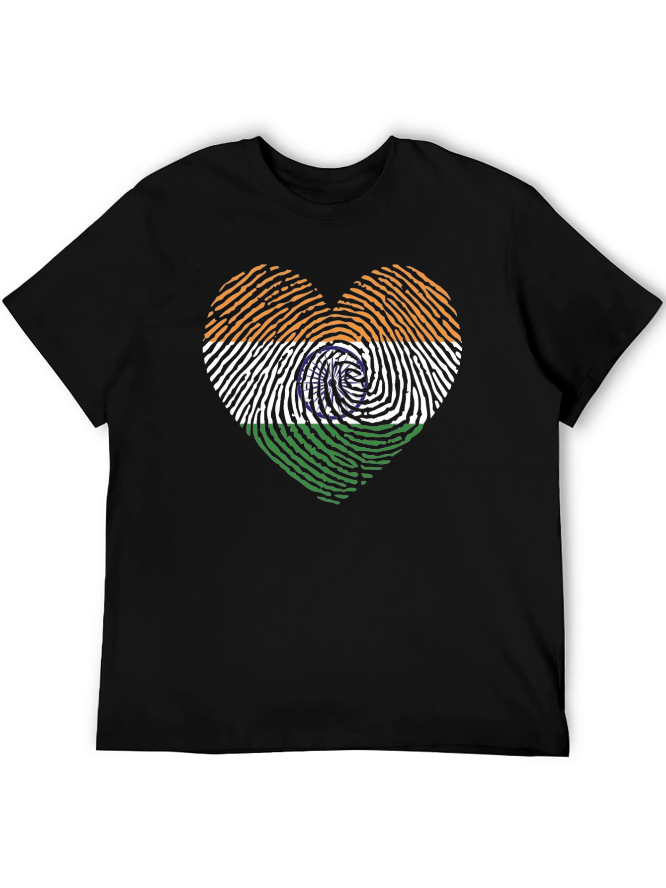 India Flag Heart Fingerprint Graphic T-Shirt