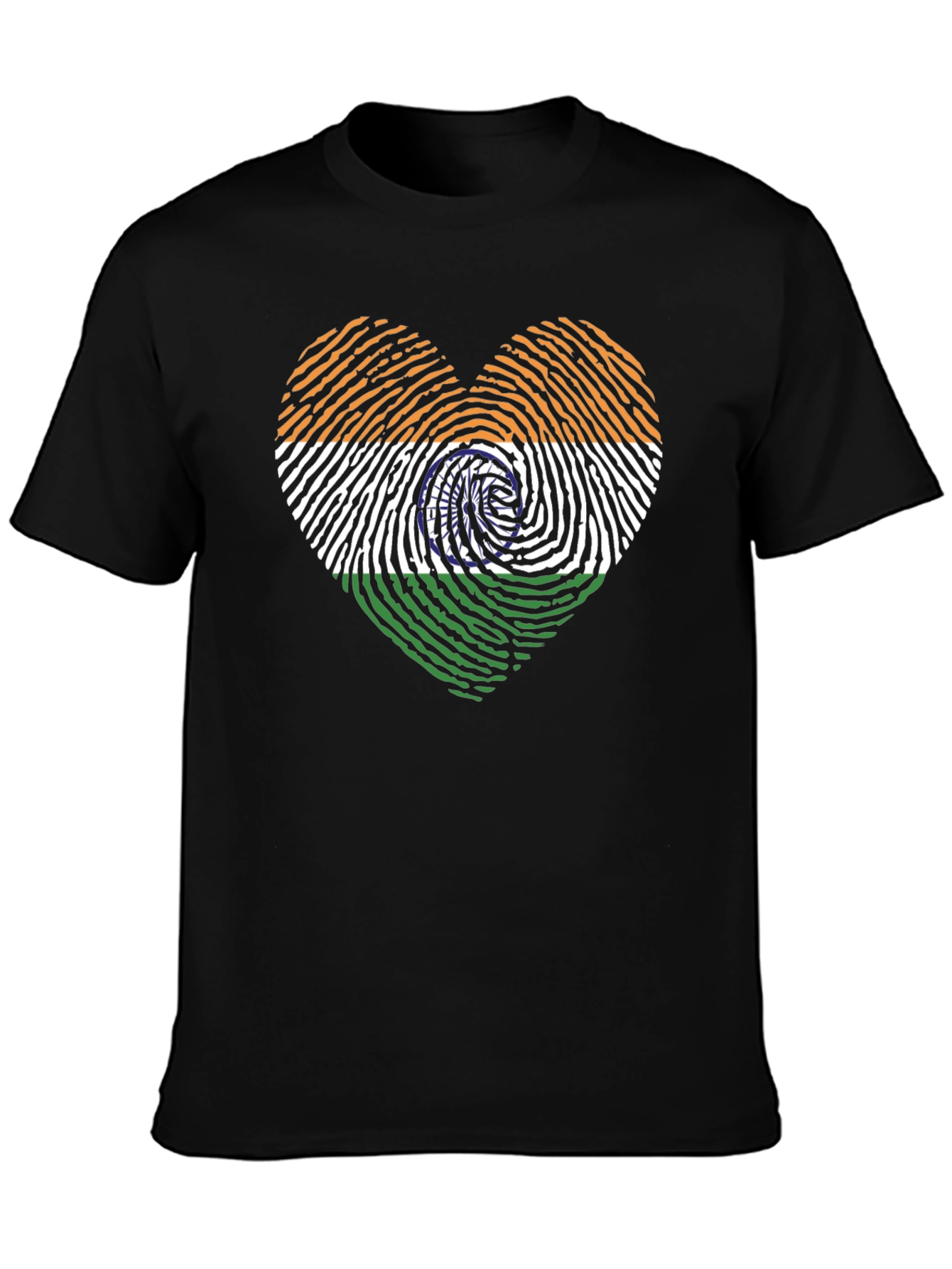 India Flag Heart Fingerprint Graphic T-Shirt