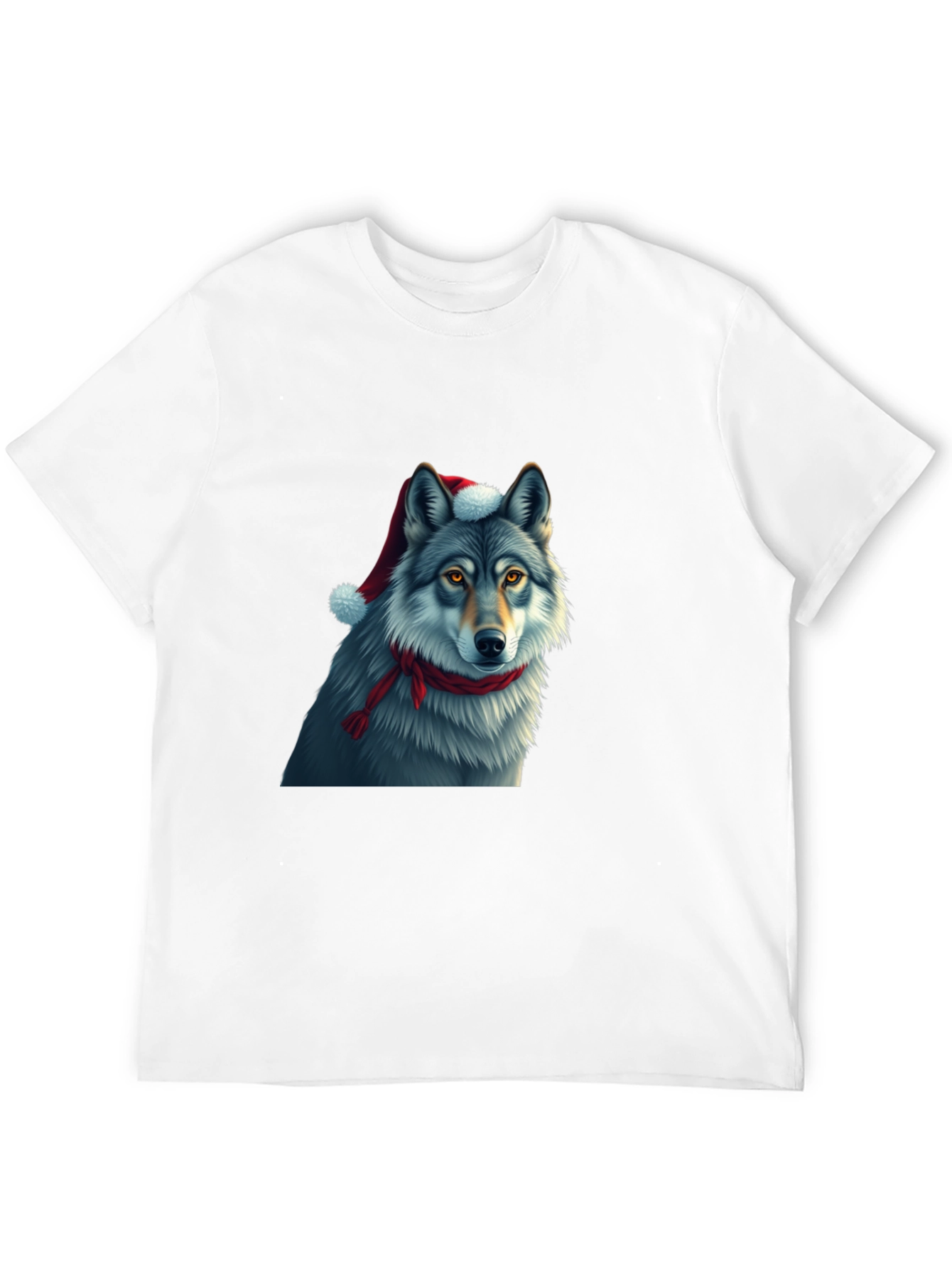 Festive Wolf Graphic Tee - Christmas Holiday Shirt