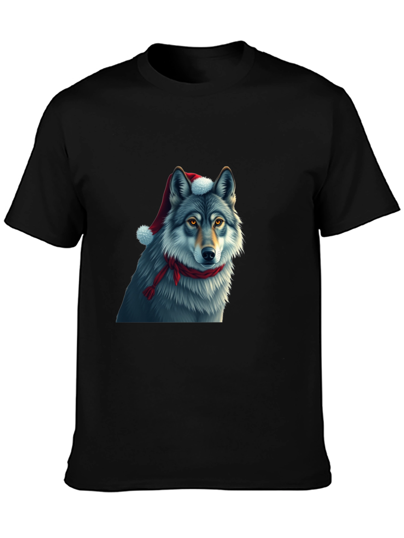 Festive Wolf Graphic Tee - Christmas Holiday Shirt