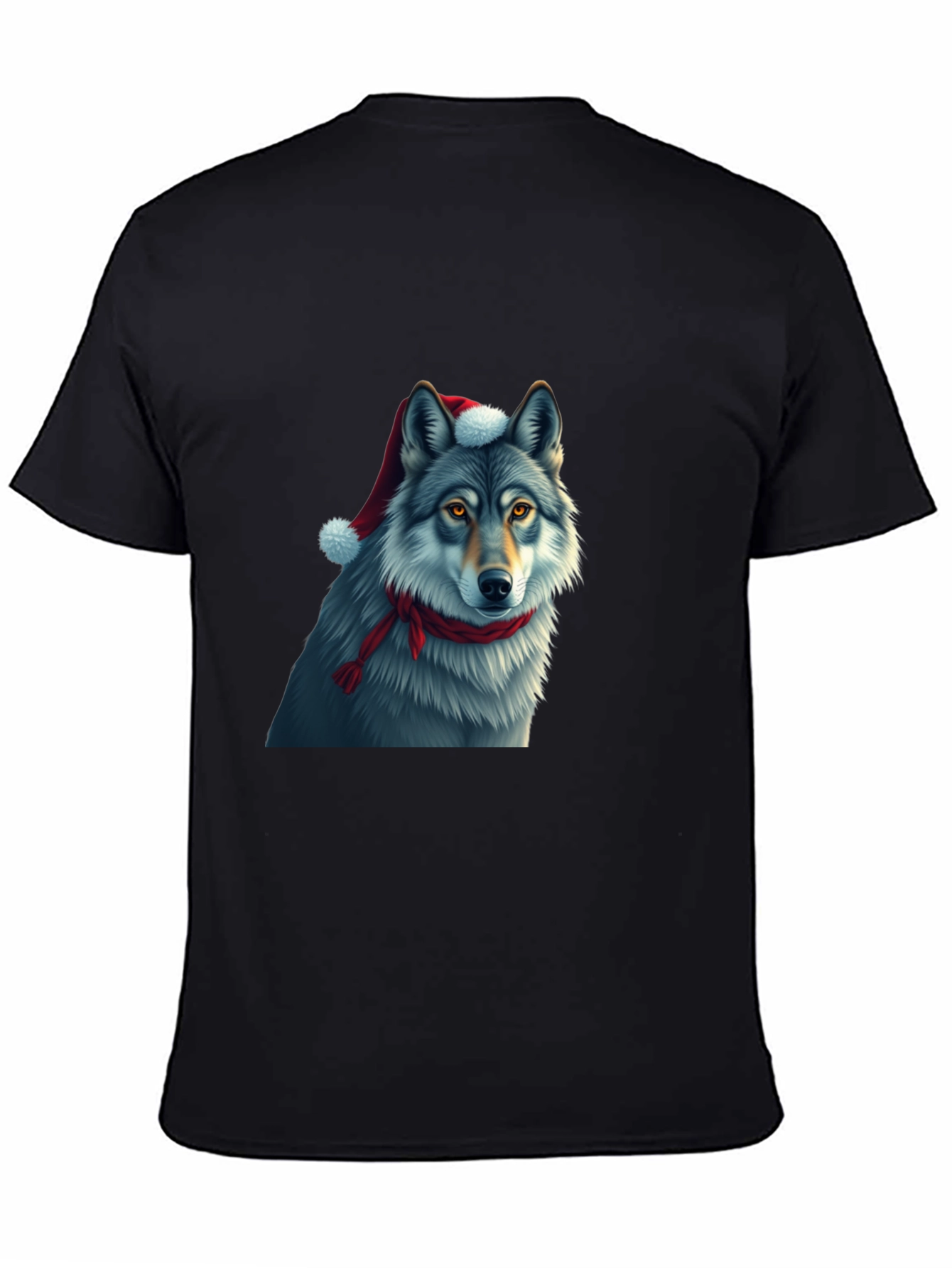 Festive Wolf Graphic Tee - Christmas Holiday Shirt
