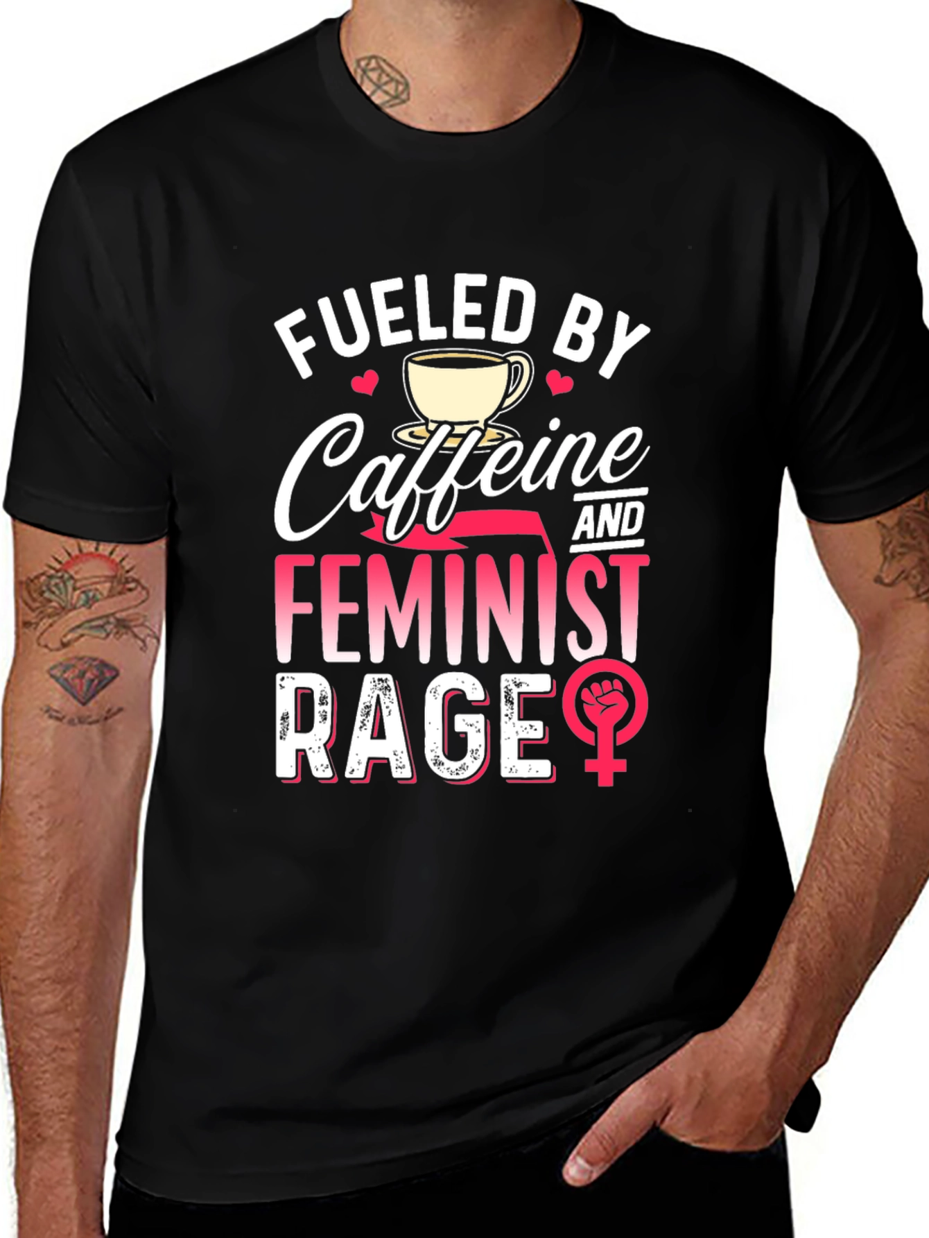 Fueled By Caffeine Feminist Rage Graphic Tee