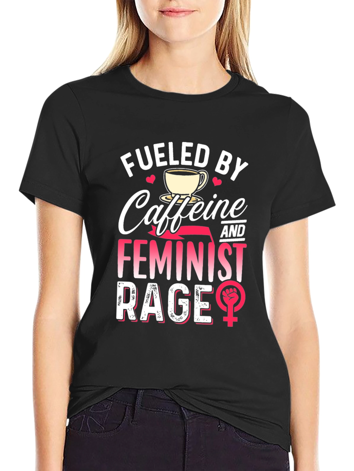 Fueled By Caffeine Feminist Rage Graphic Tee