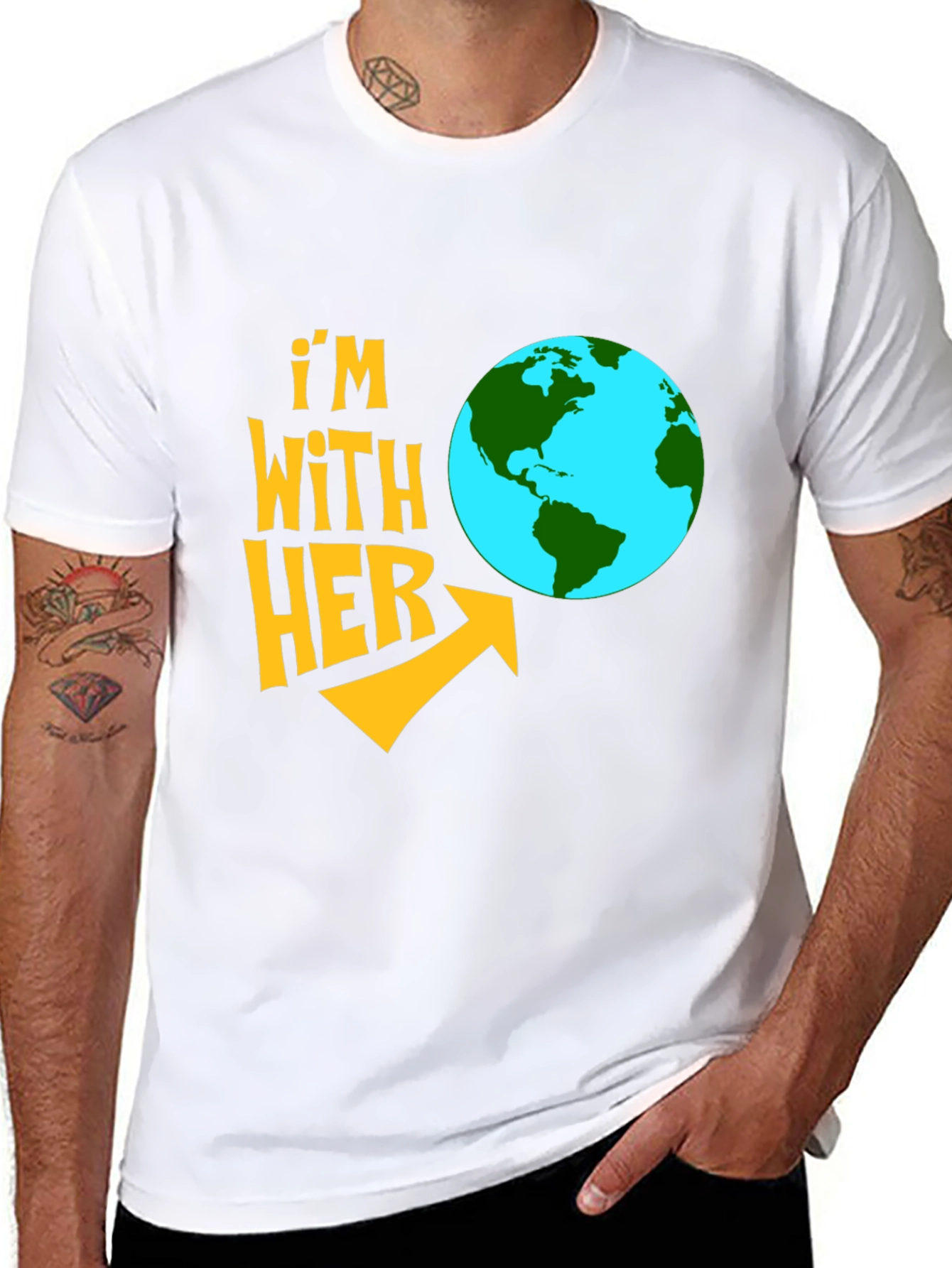 Im With Her Earth Graphic Black T-Shirt