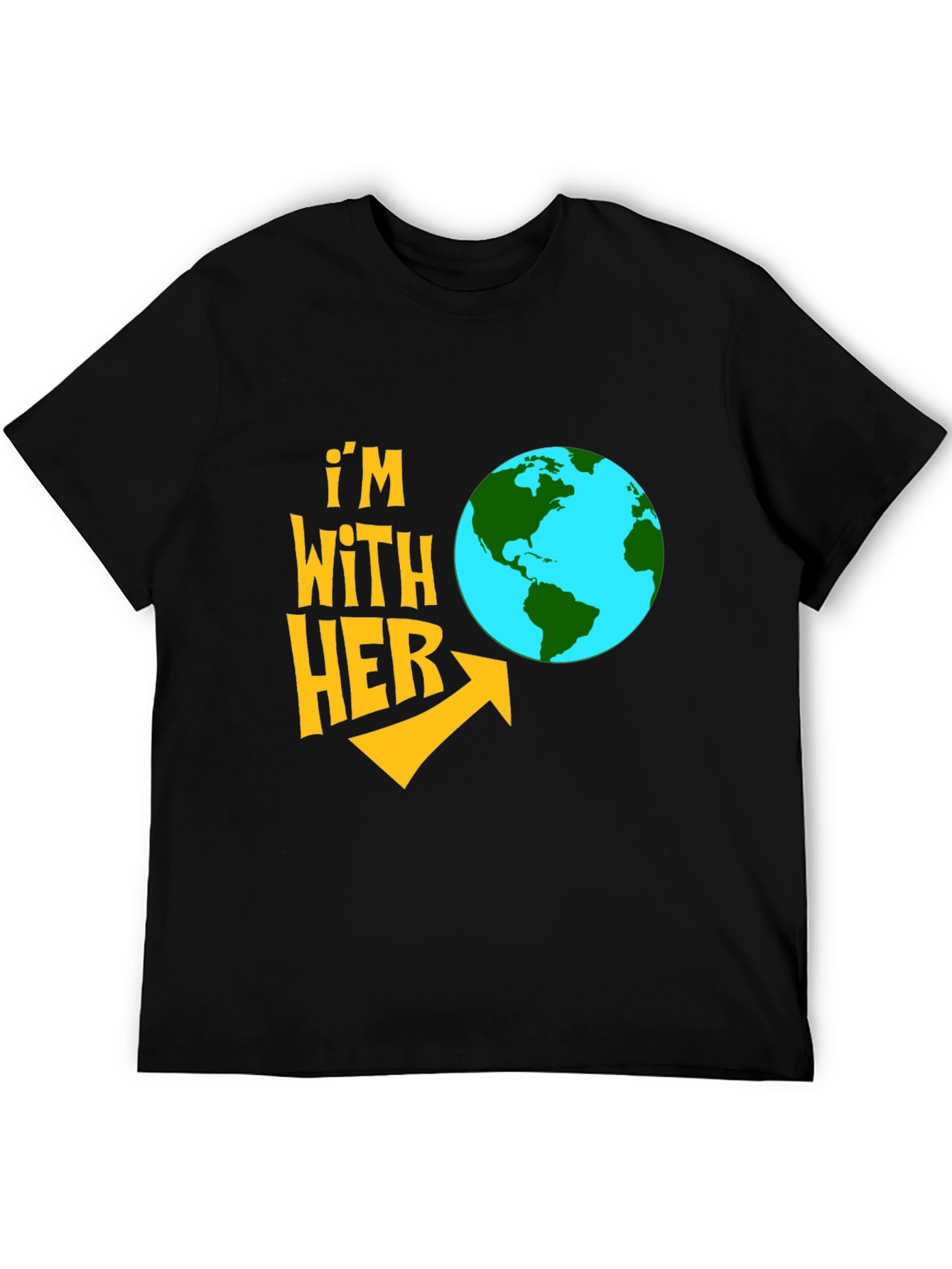 Im With Her Earth Graphic Black T-Shirt