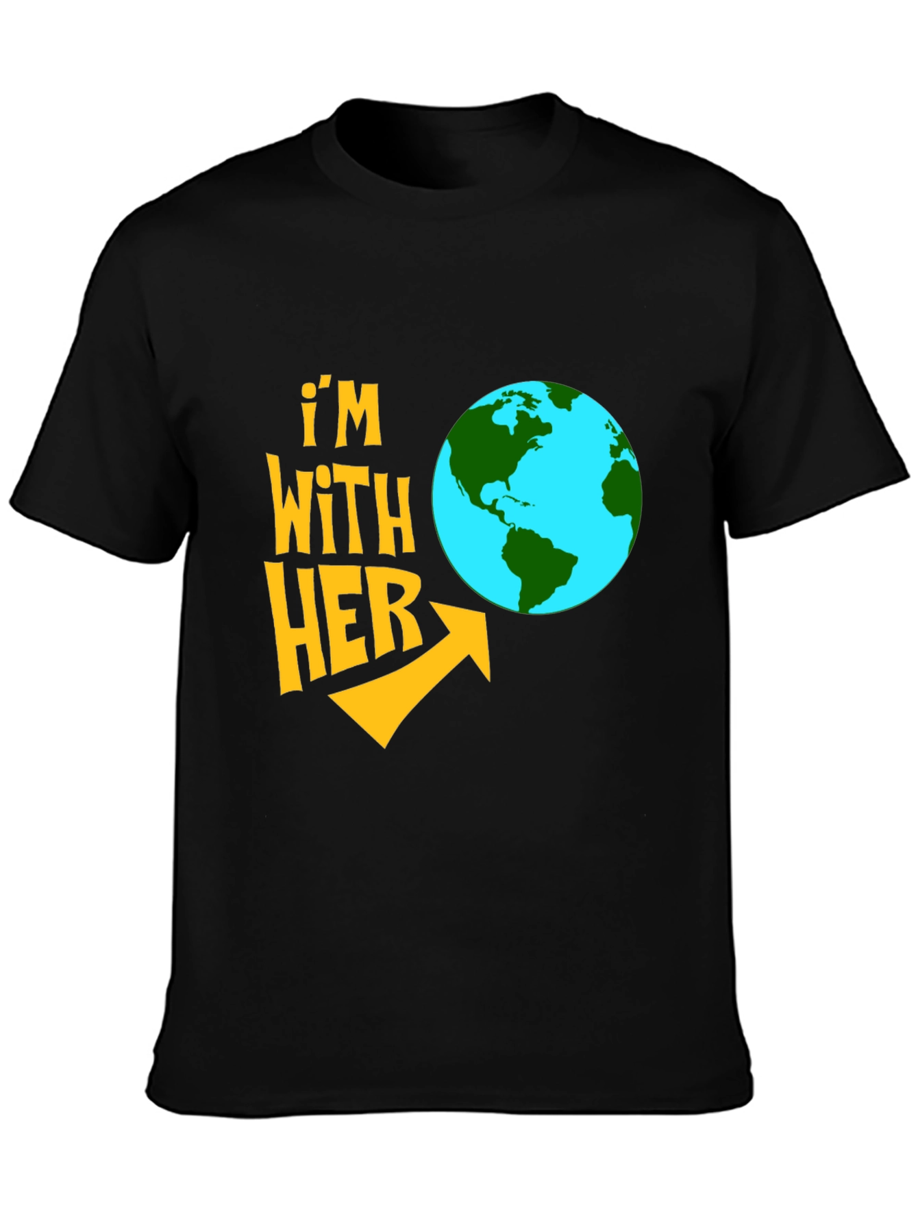 Im With Her Earth Graphic Black T-Shirt