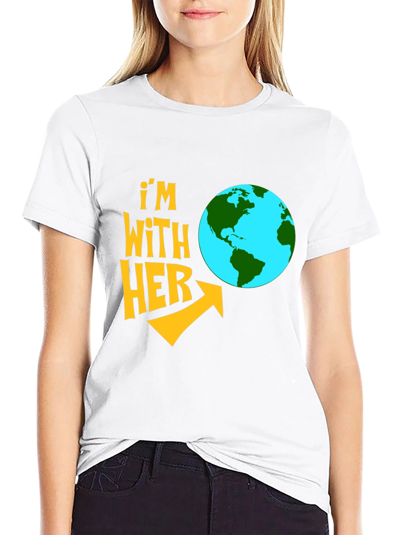 Im With Her Earth Graphic Black T-Shirt