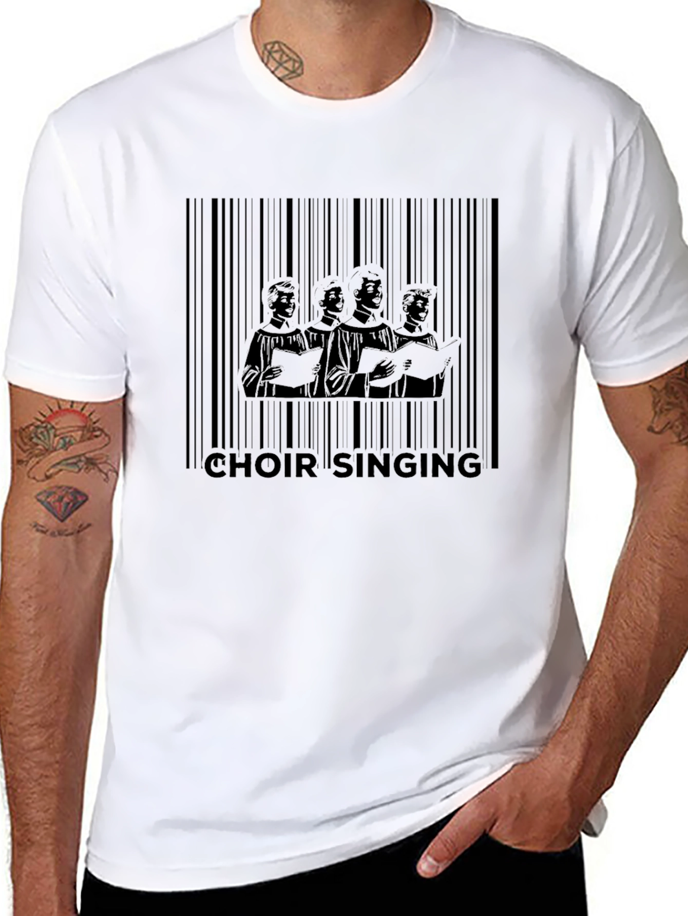 Choir Singing Barcode Graphic Tee