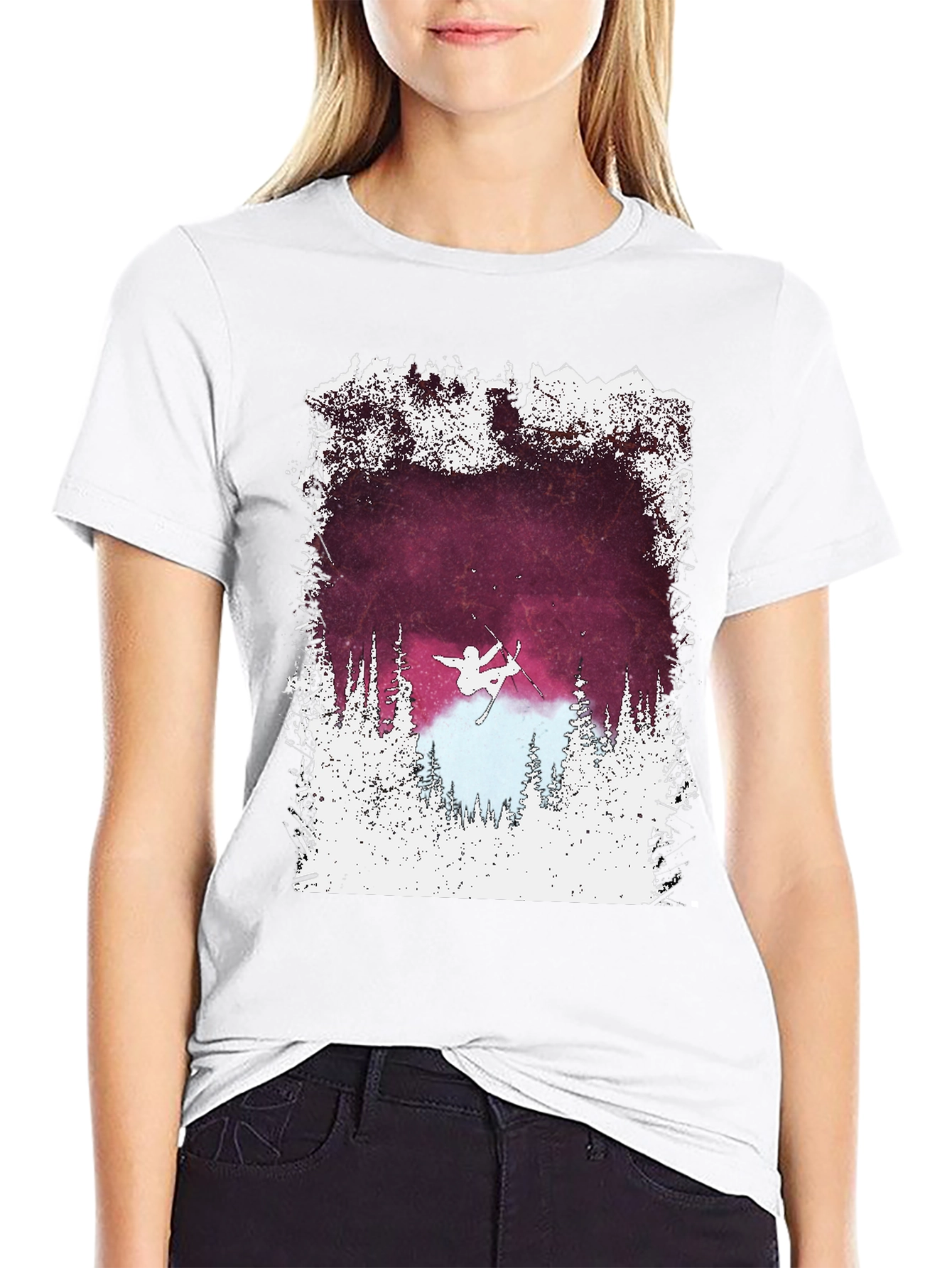 Skiing Silhouette Graphic Tee