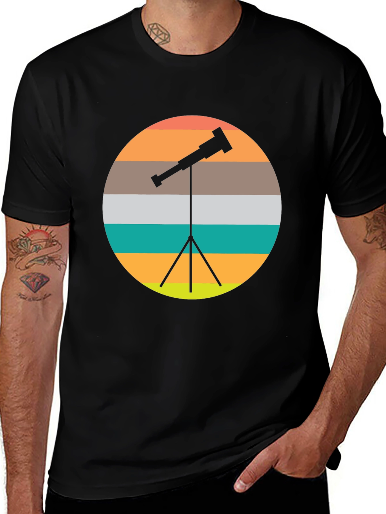 Telescope Sunset Graphic Tee - Space Lover Shirt