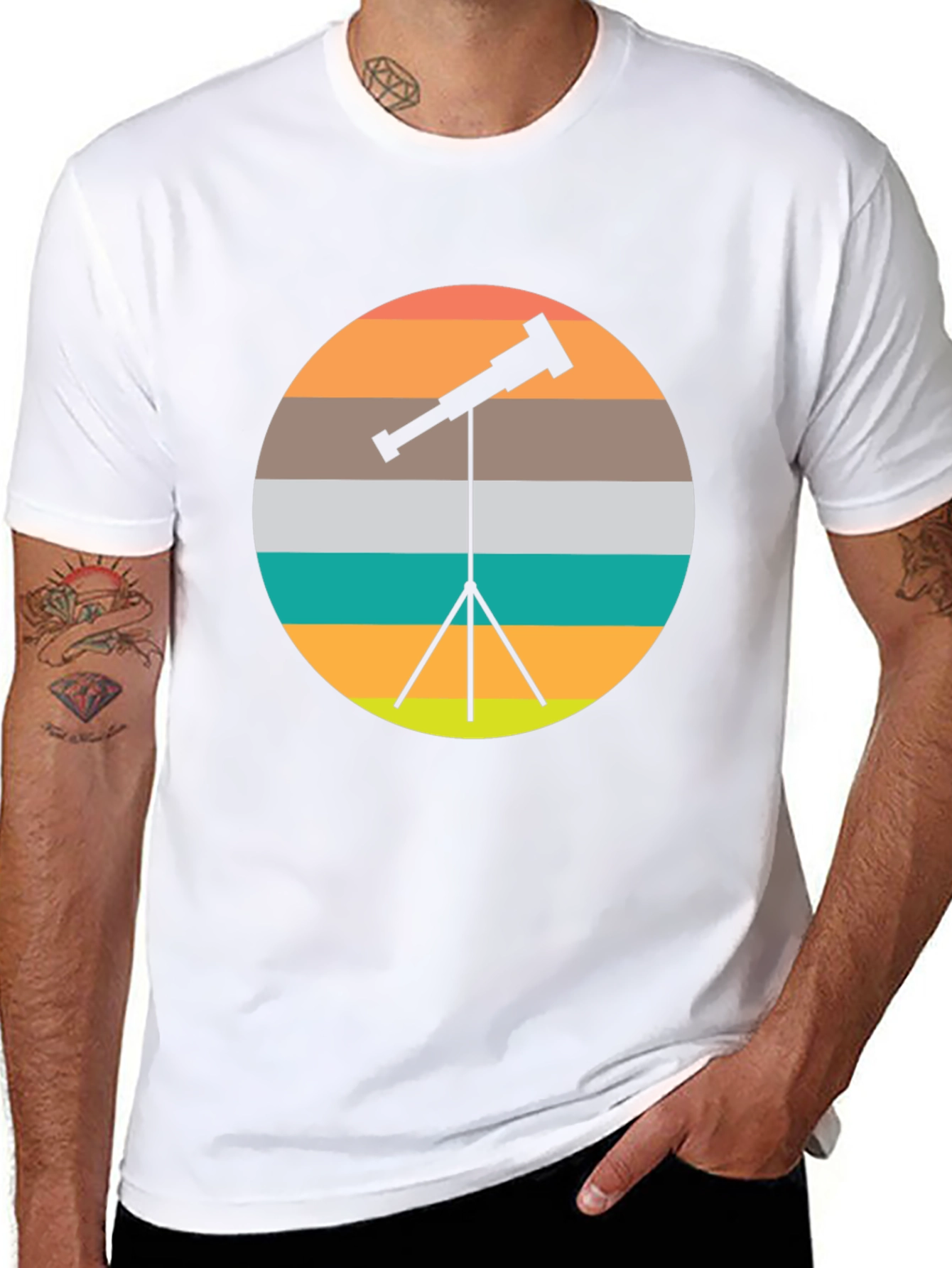 Telescope Sunset Graphic Tee - Space Lover Shirt