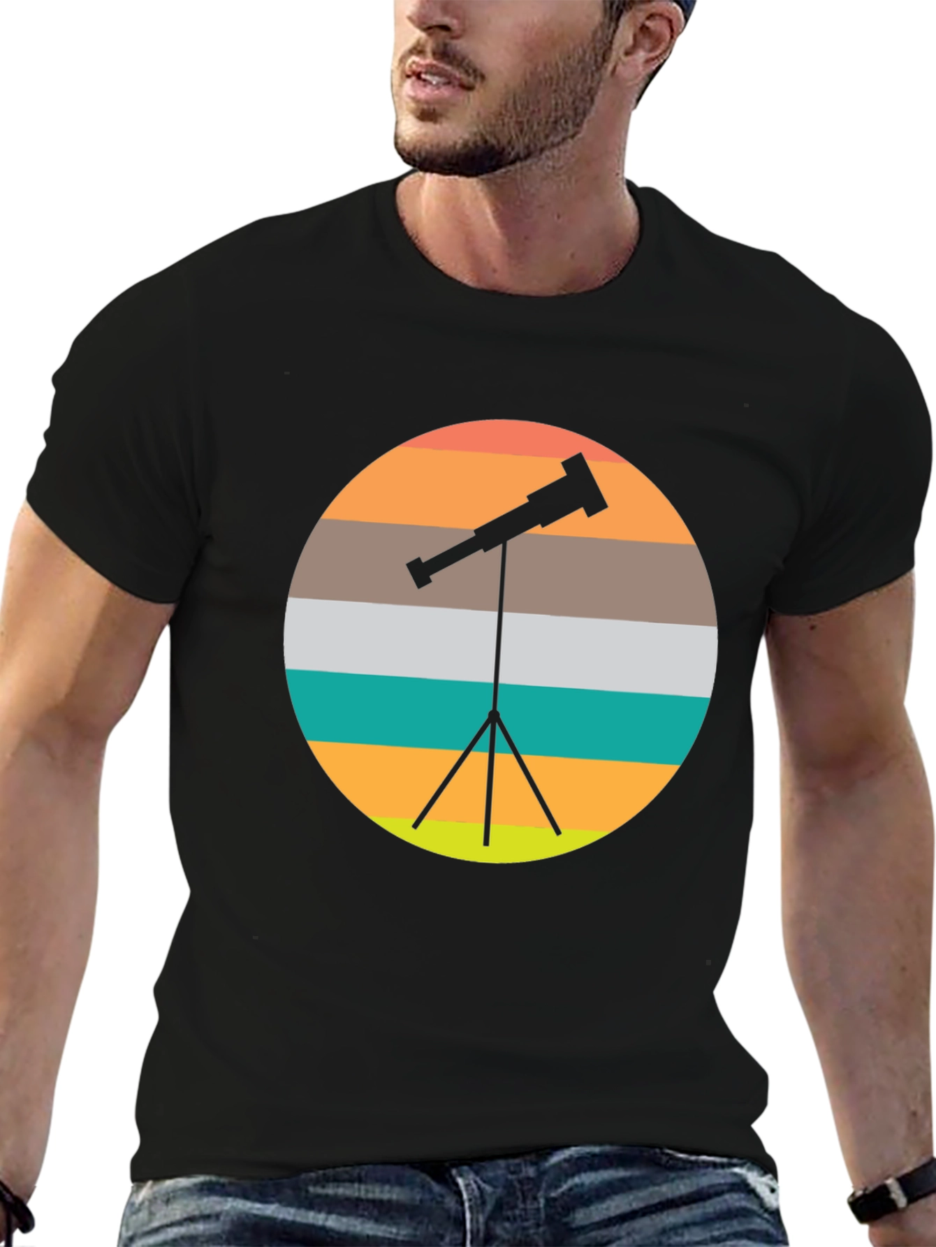 Telescope Sunset Graphic Tee - Space Lover Shirt