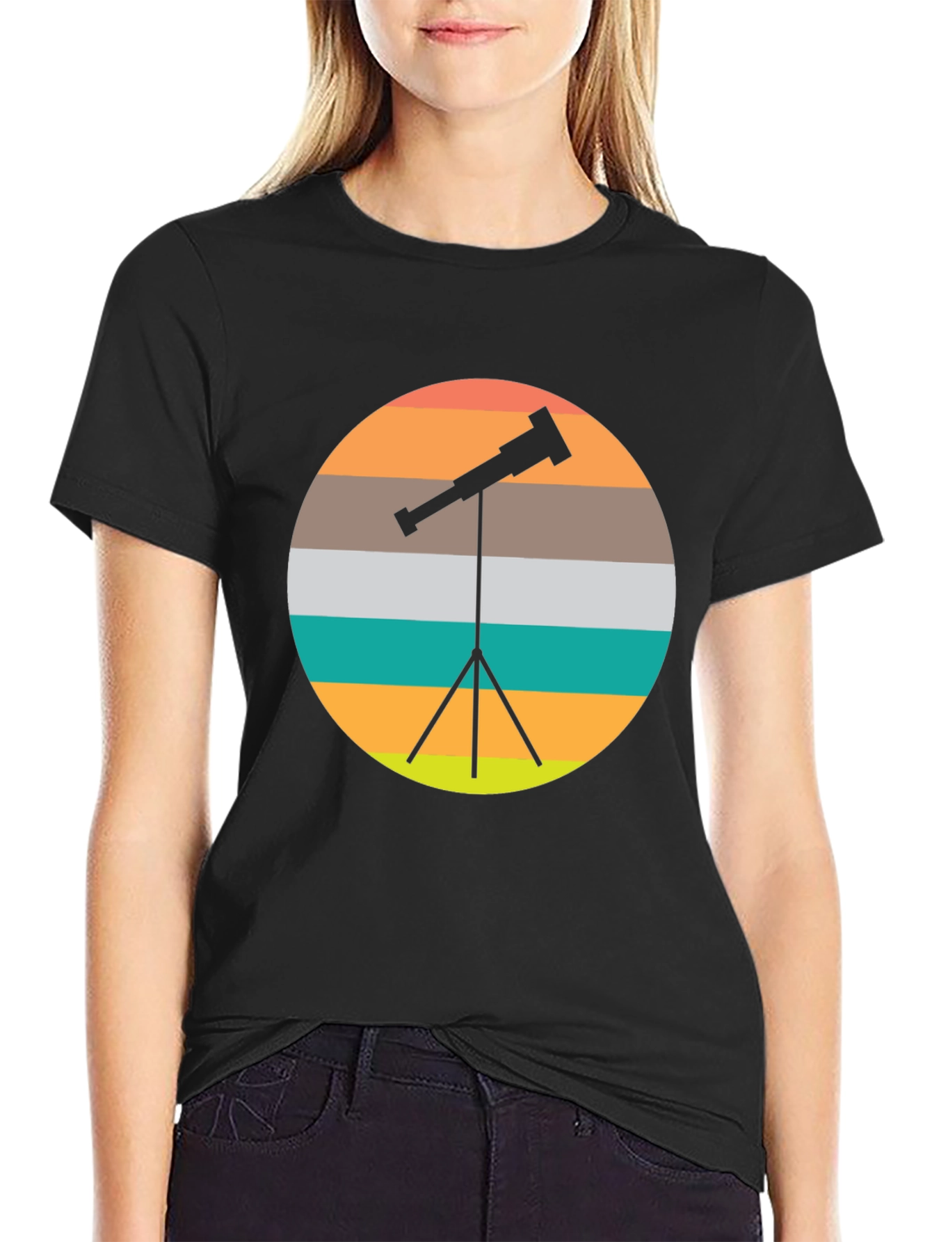 Telescope Sunset Graphic Tee - Space Lover Shirt