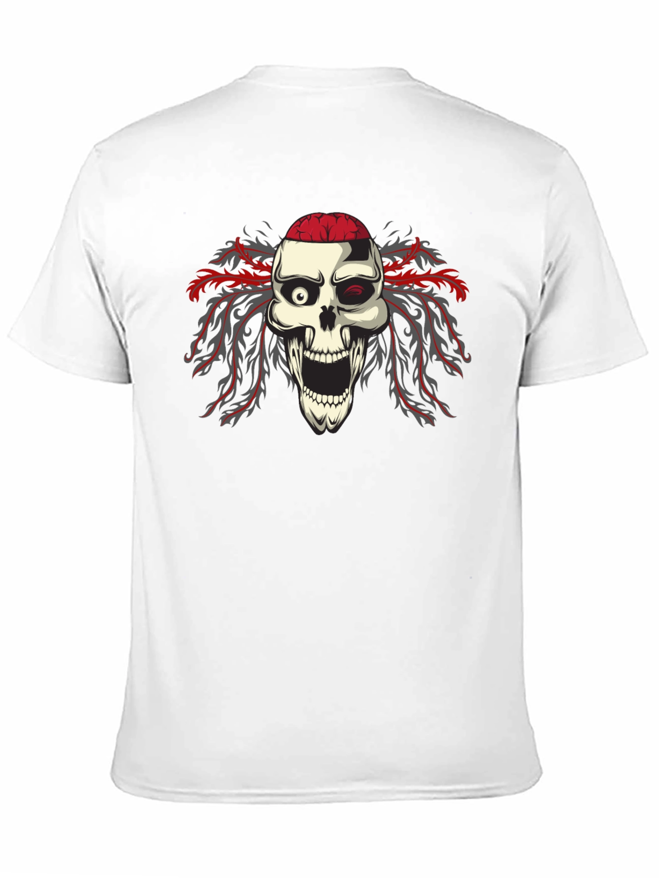 Skull Brain Graphic Print Black T-Shirt
