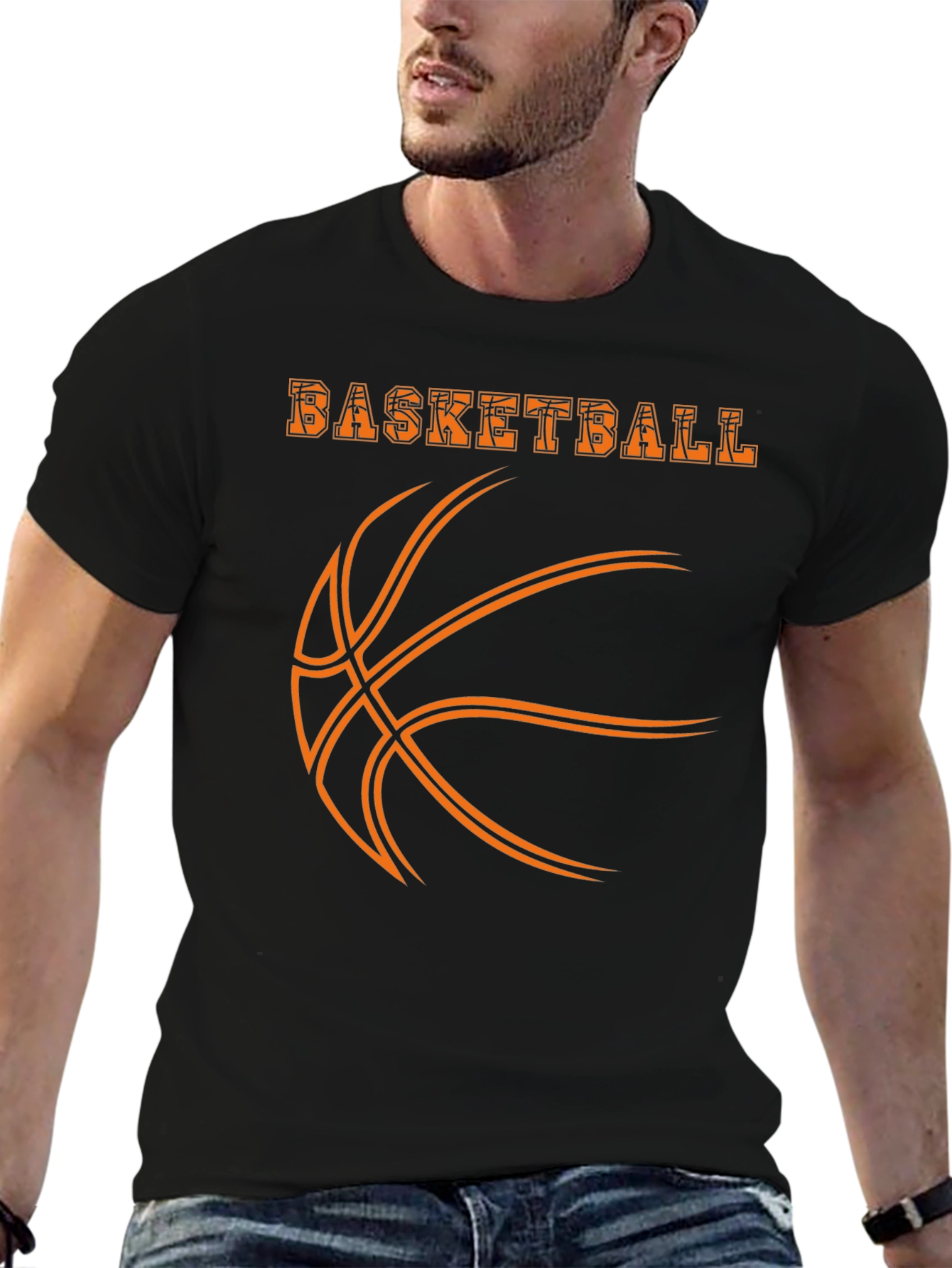 Basketball Graphic Print T-Shirt - Black